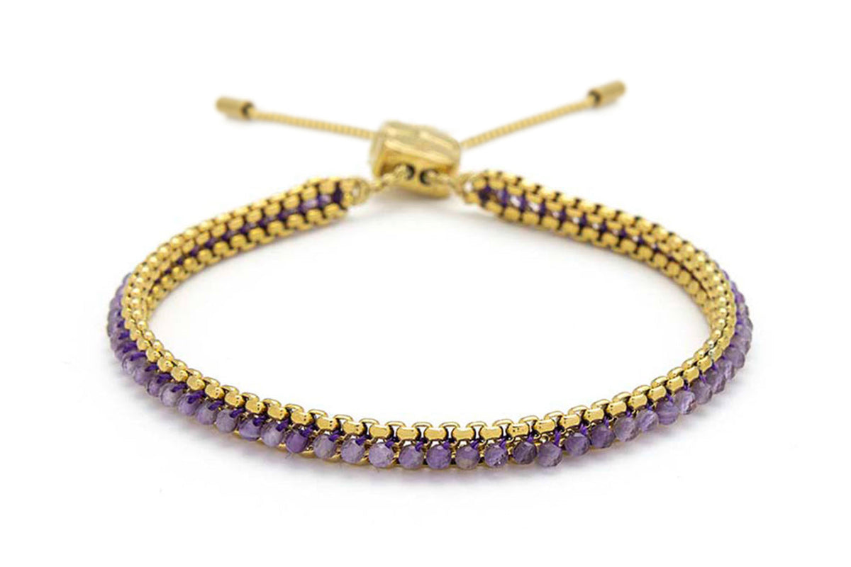 Zena Amethyst & Gold Braided Bracelet