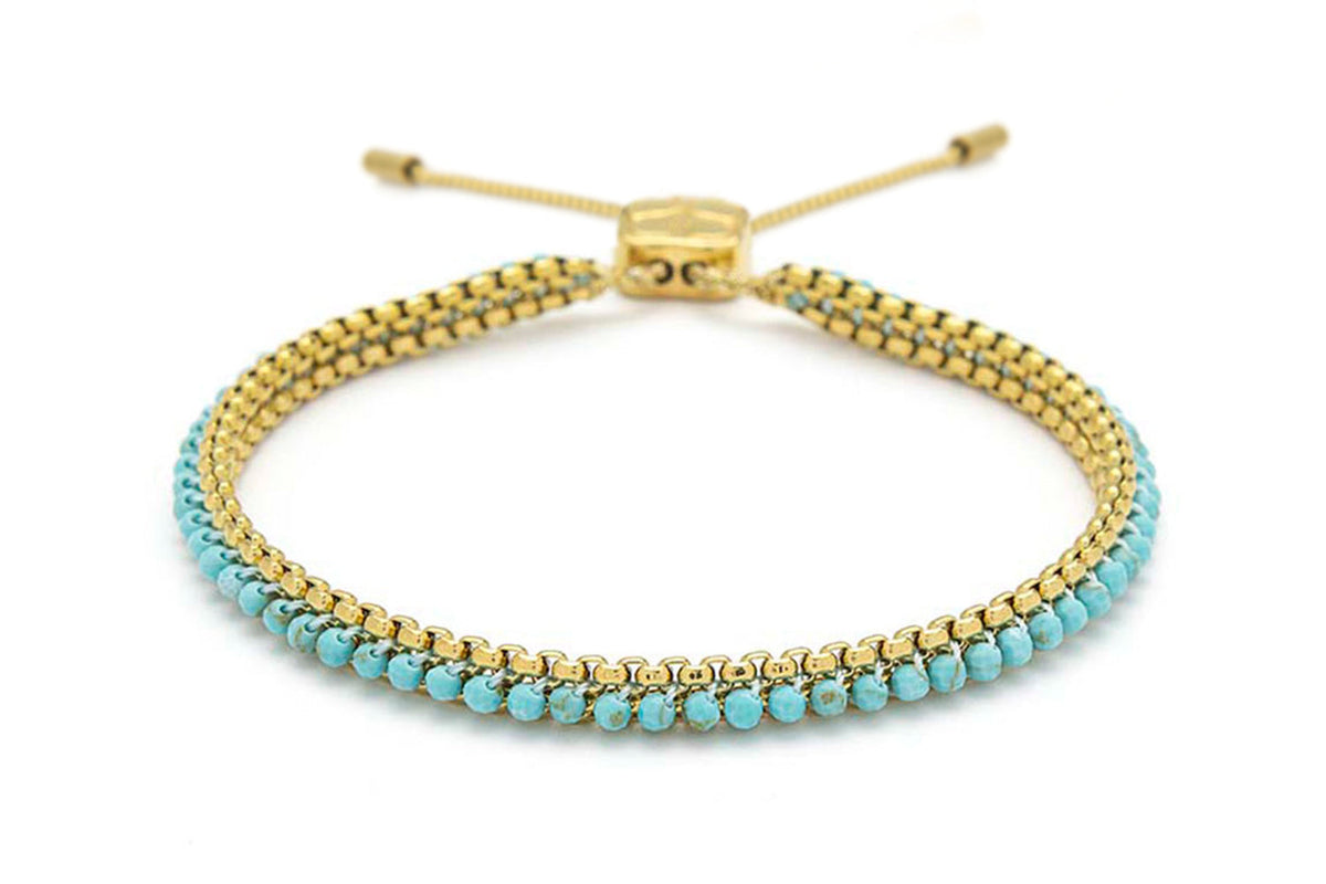 Zena Turquoise Howlite & Gold Braided Bracelet