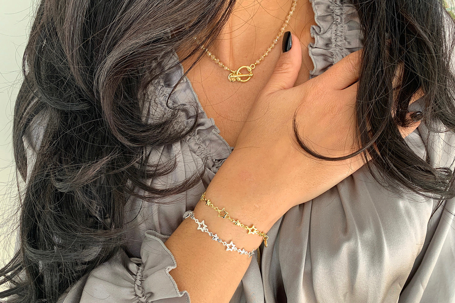 Almach Silver Multi Star Bracelet - Boho Betty