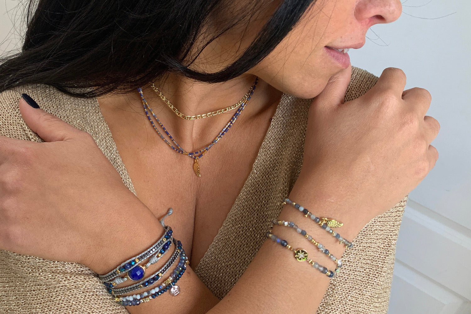 Tucana Denim 3 Layer Bracelet Stack - Boho Betty