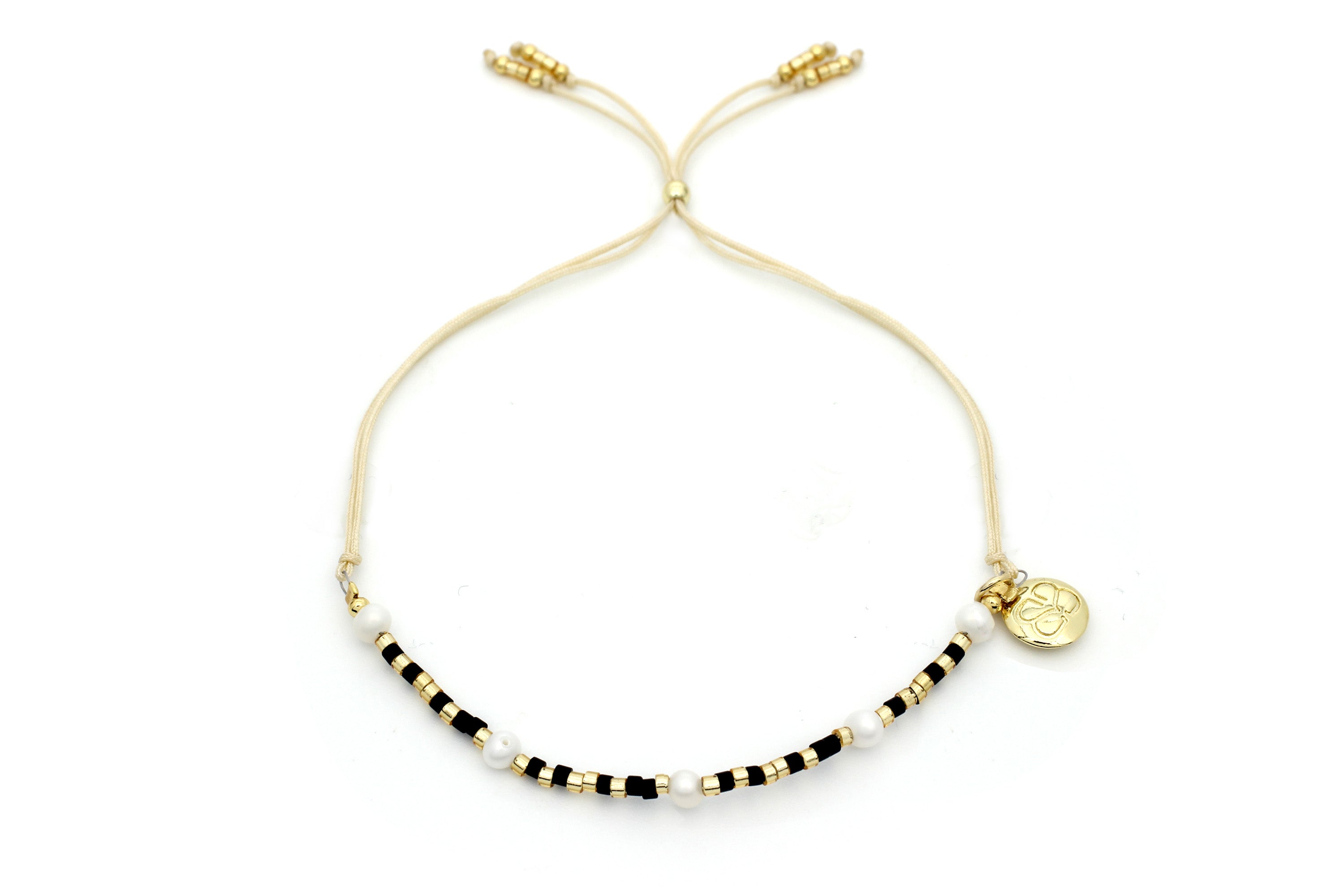 Akoya Black & Gold Pearl Friendship Bracelet - Boho Betty