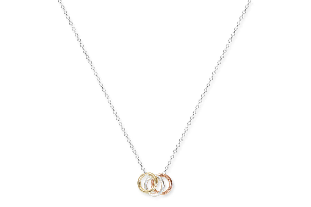 Albarino Sterling Silver 3 Ring Necklace