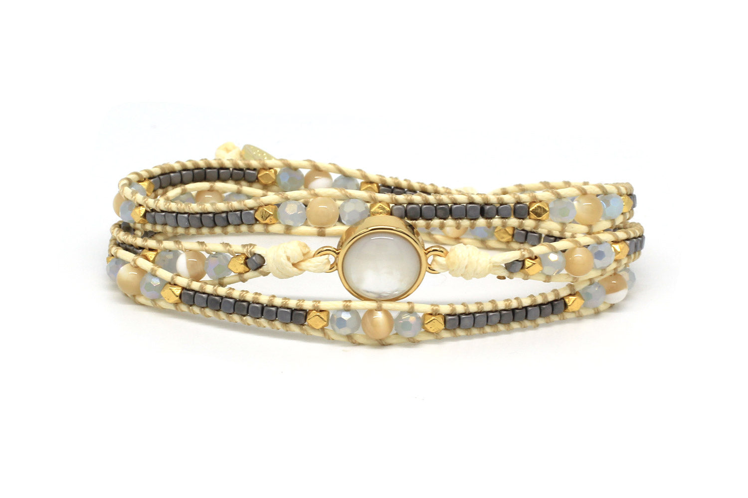 America Pearl Gemstone Wrap Bracelet - Boho Betty