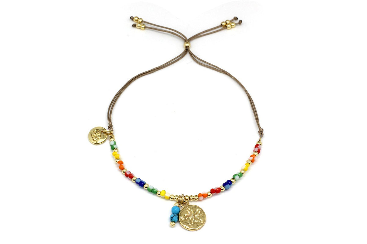 Amrum Multicolour & Gold Charm Bracelet