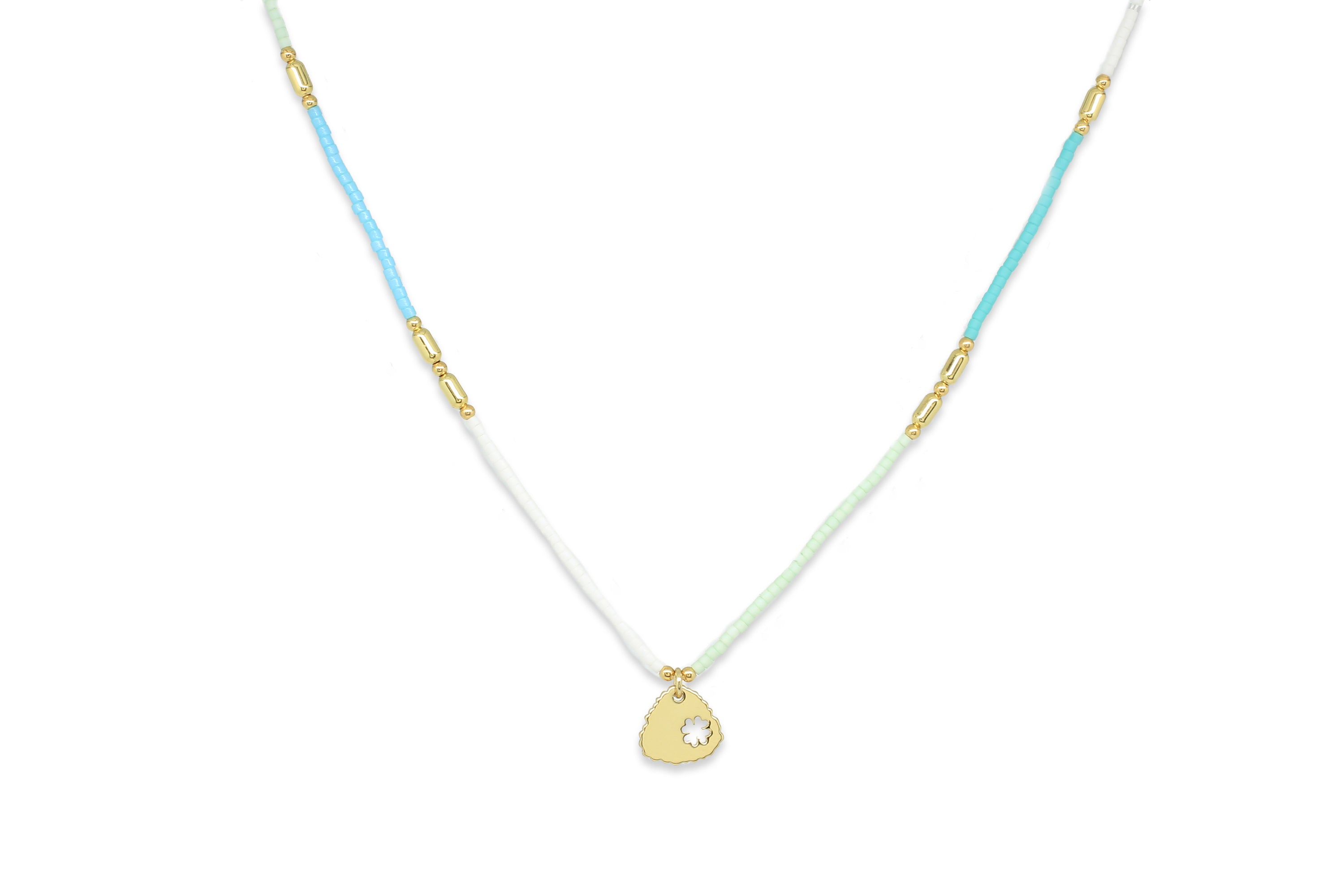 Apollo Gold & Mint Bead Short Necklace - Boho Betty