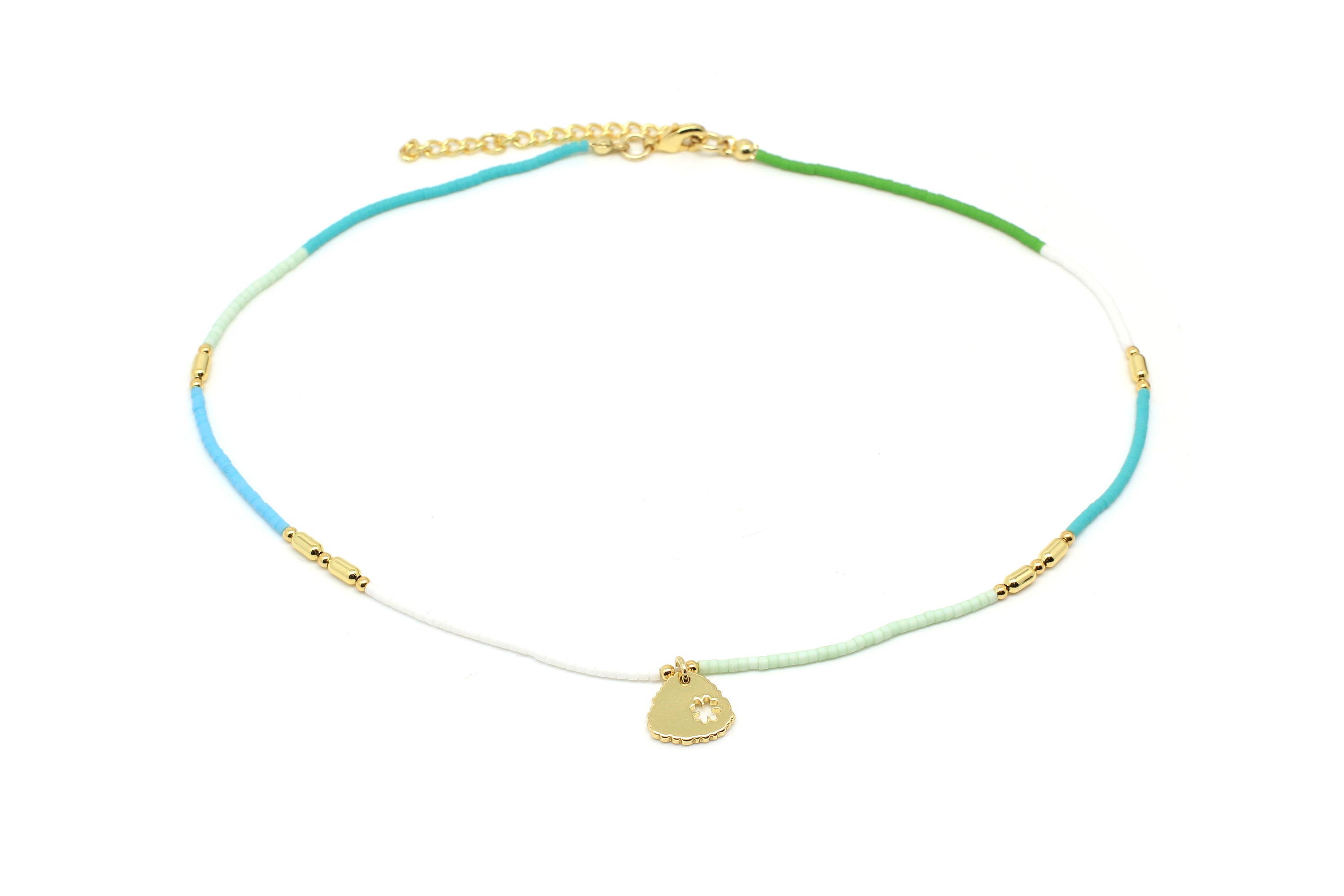 Apollo Gold & Mint Bead Short Necklace - Boho Betty