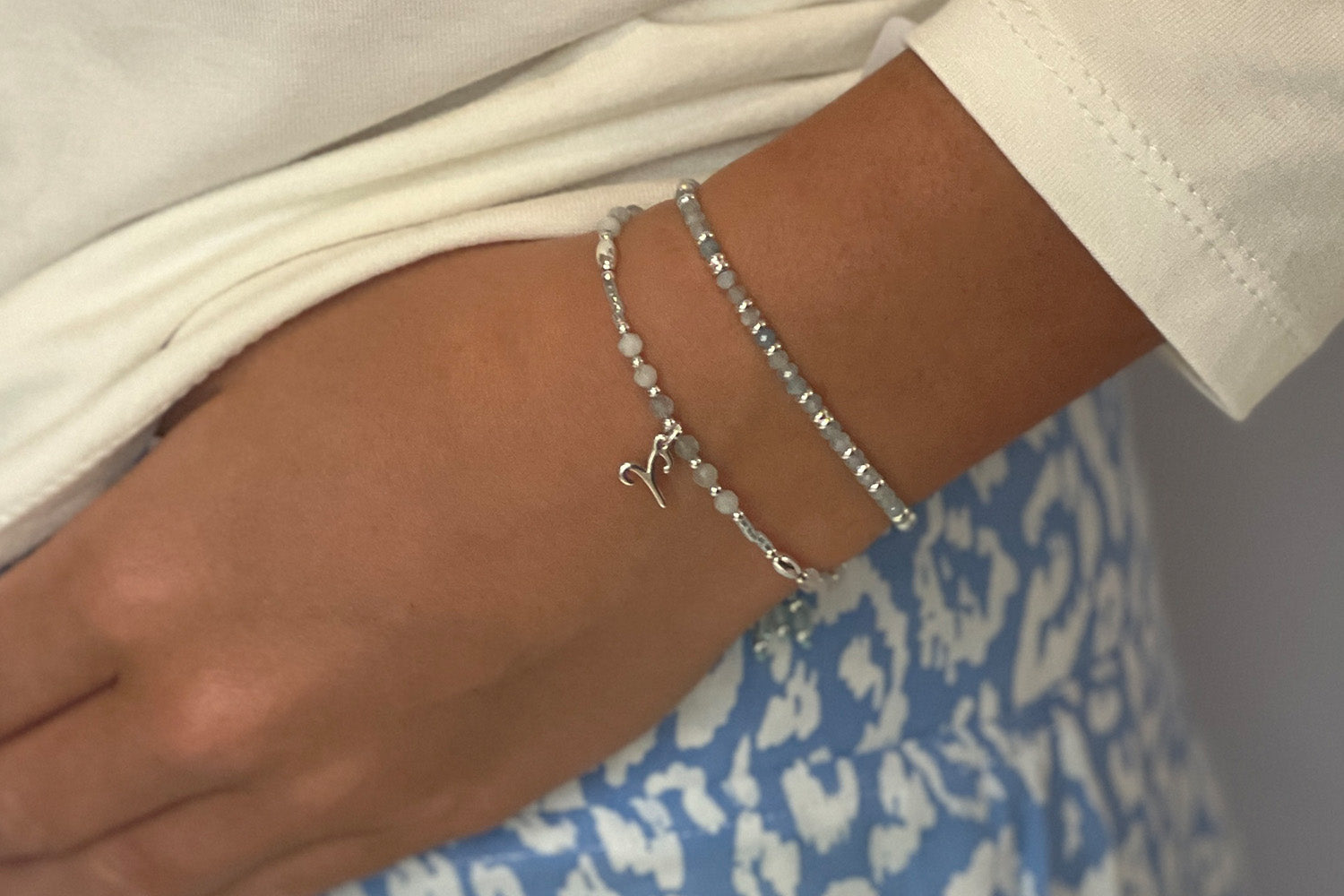 Harmony Aquamarine Silver Bracelet - Boho Betty