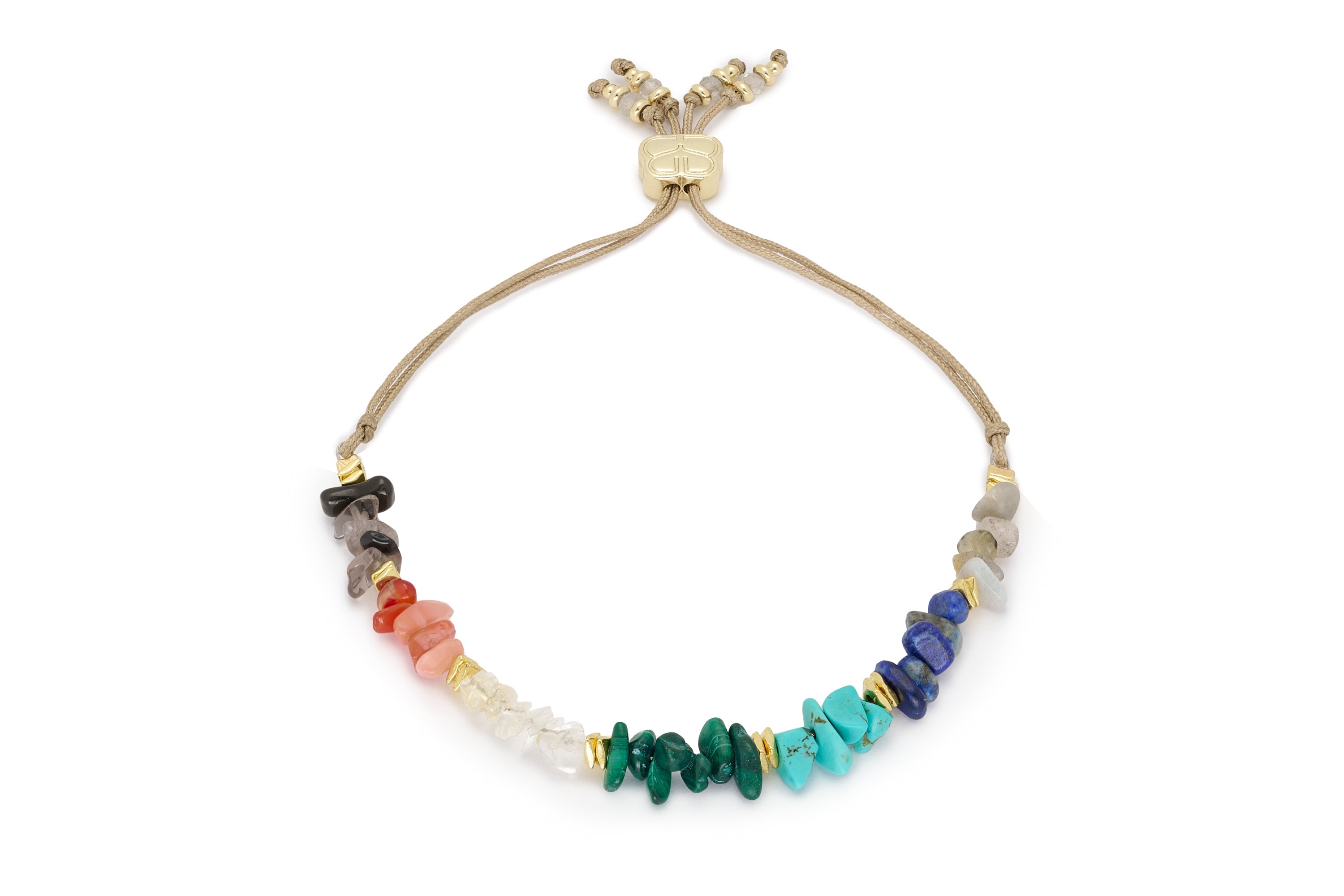 Kenzo Rough Cut Chakra Gemstone Gold Bracelet - Boho Betty