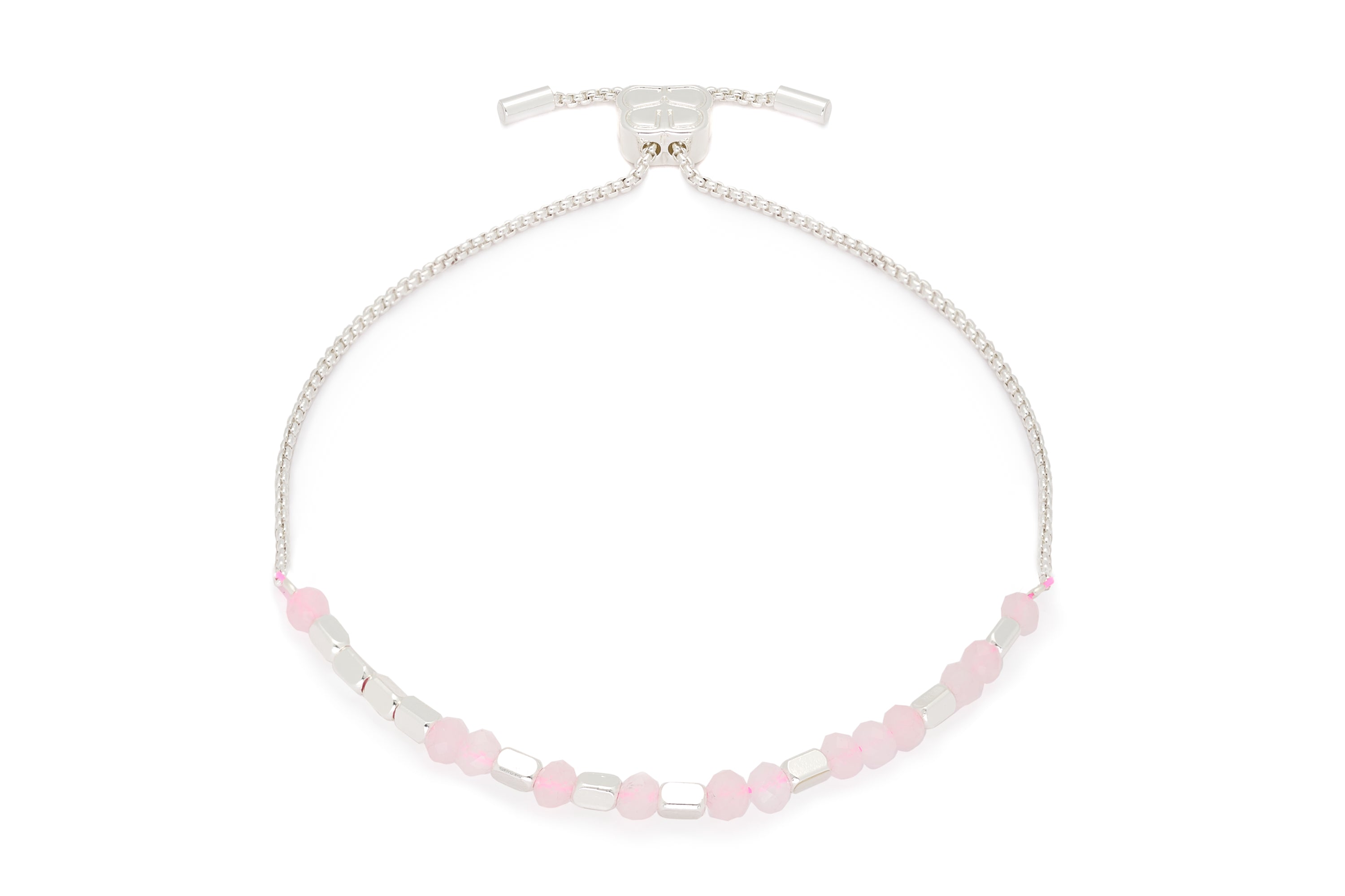 Affection Rose Quartz Silver Bracelet - Boho Betty