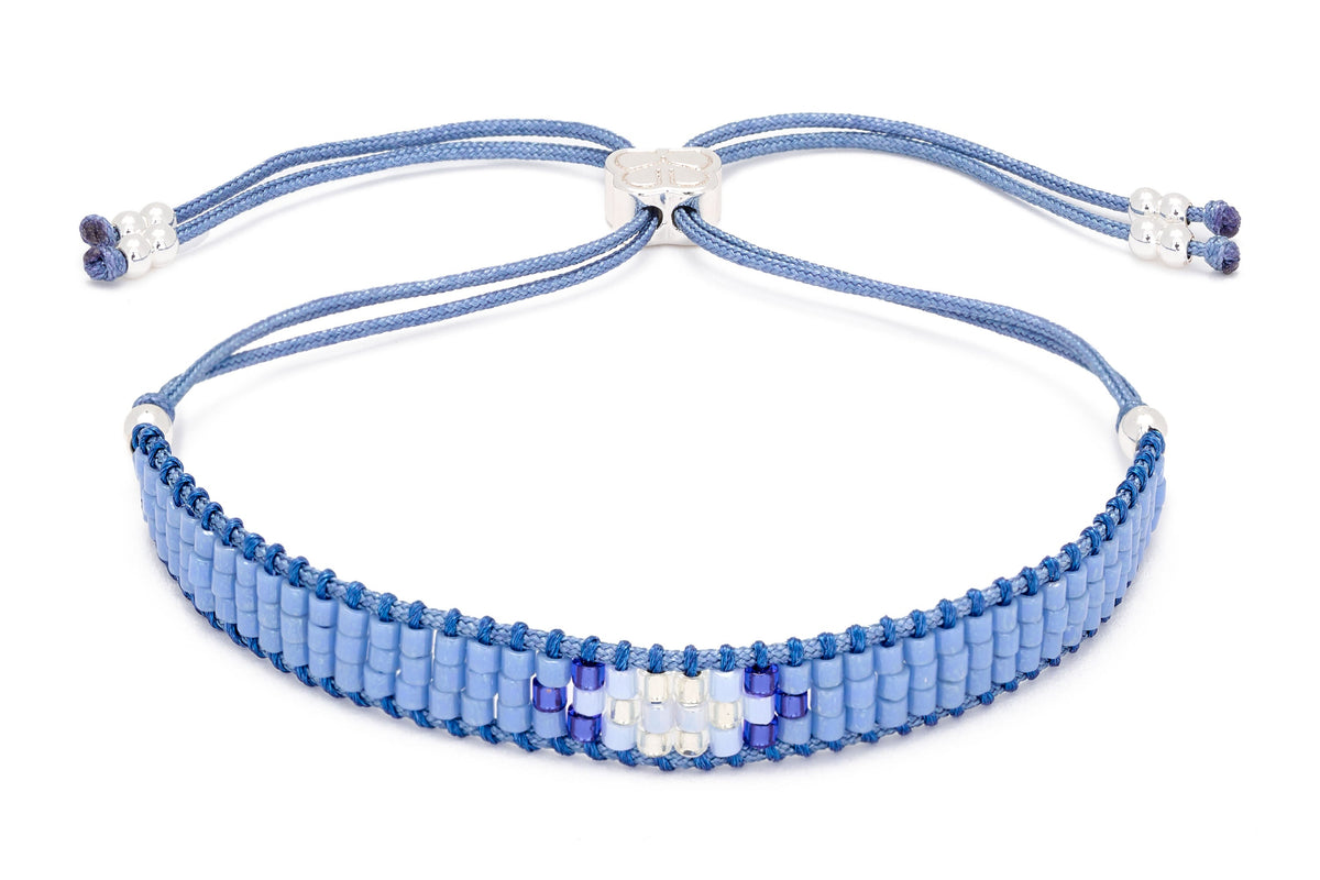 Jump Blue Beaded Silver Bracelet