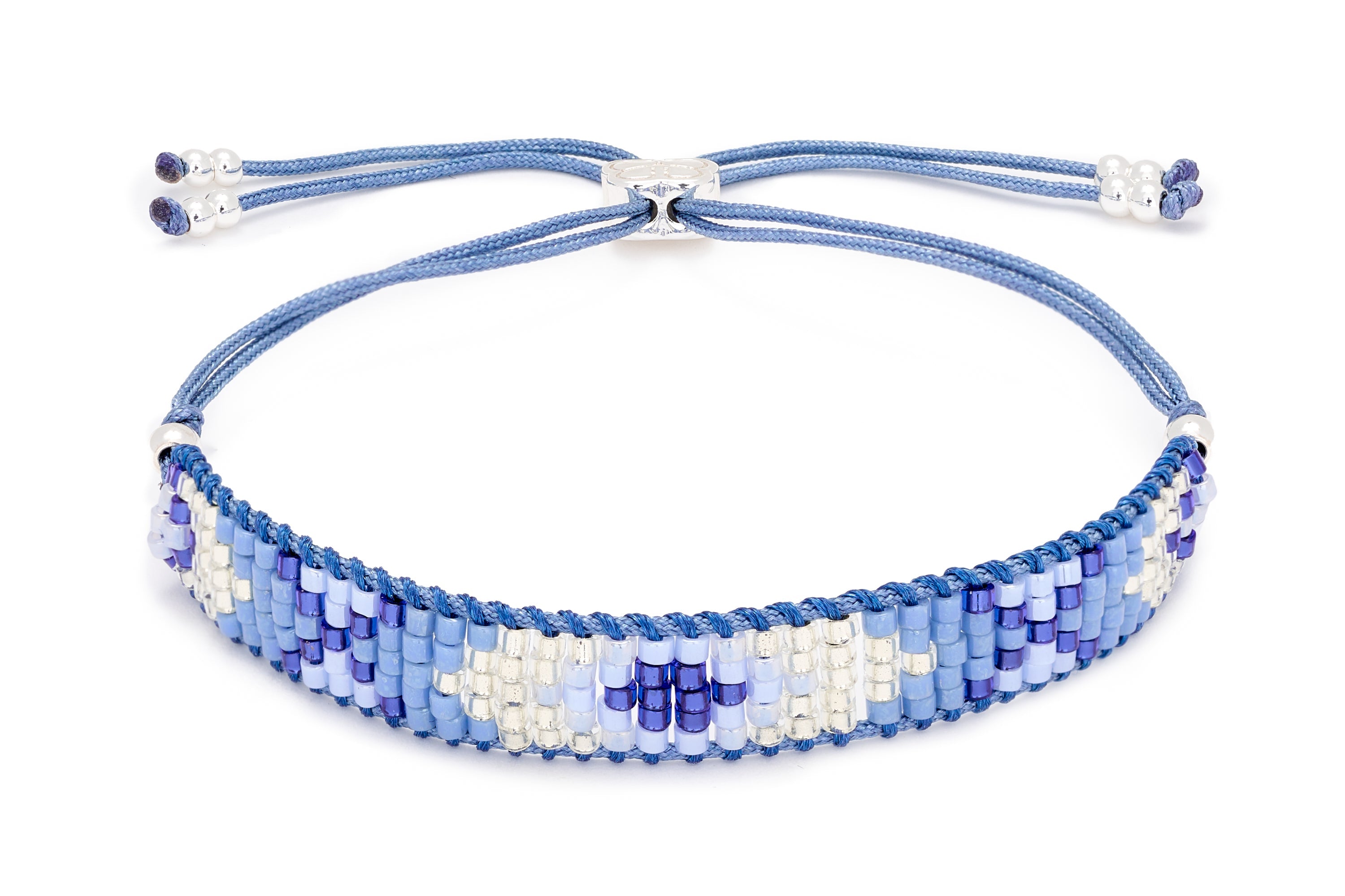 Magic Blue Friendship Beaded Silver Bracelet - Boho Betty