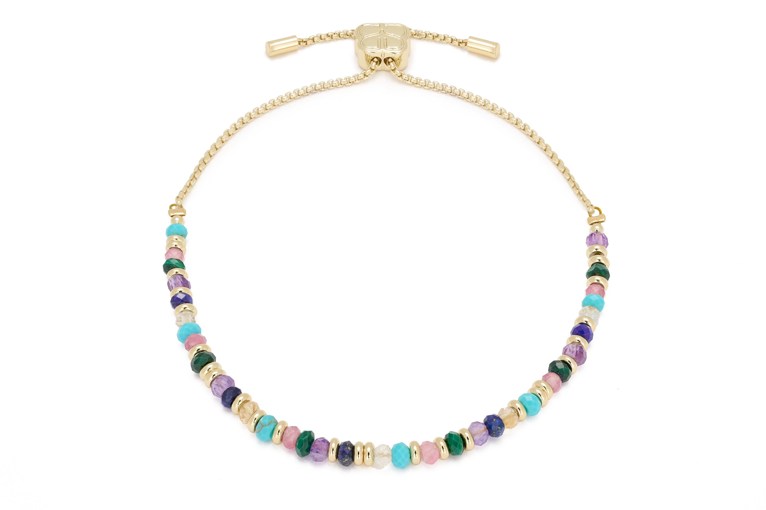 Mystical Candy Multi Gemstone Gold Bracelet - Boho Betty