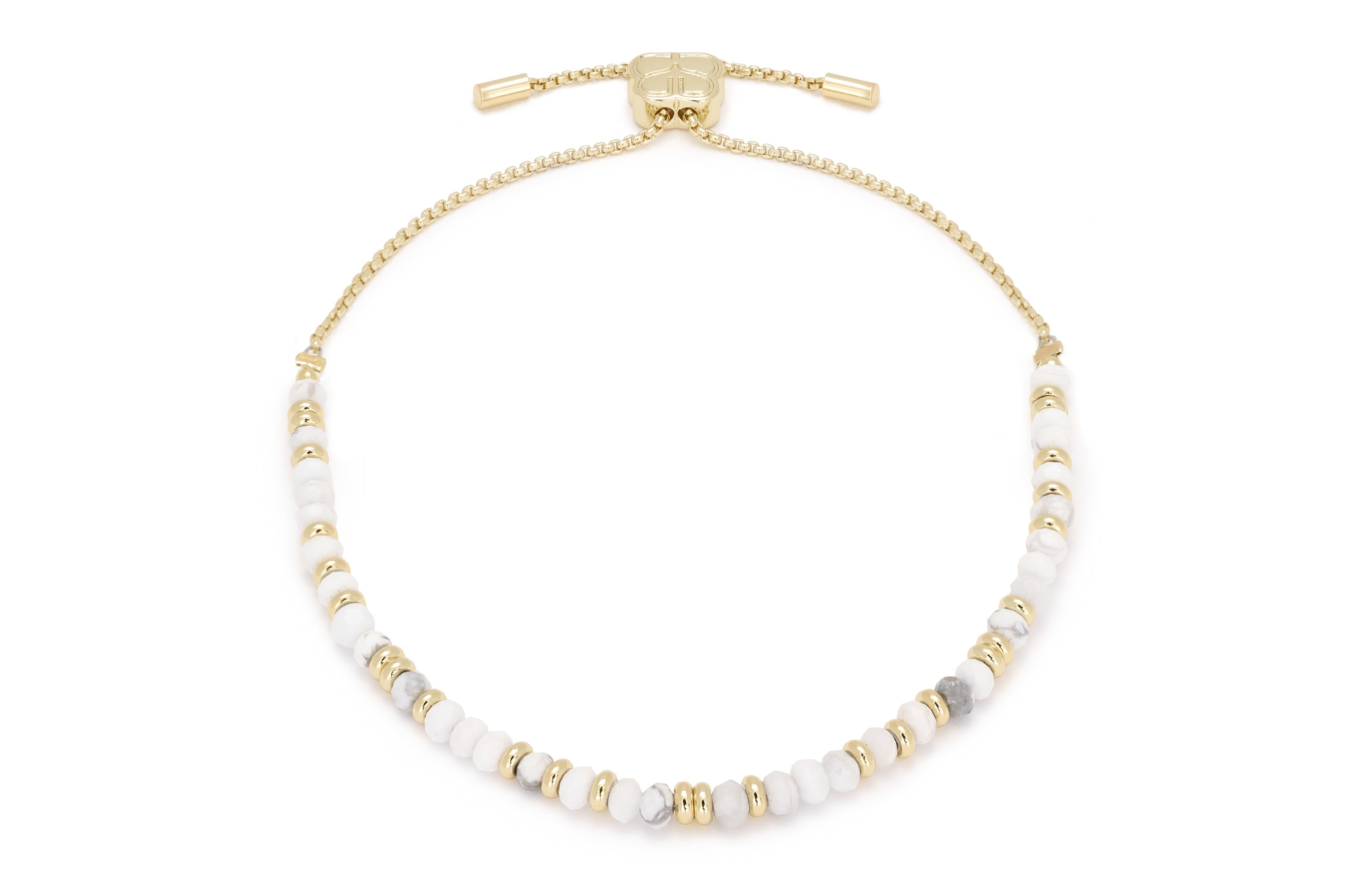 Mystical White Howlite Gold Gemstone Bracelet - Boho Betty
