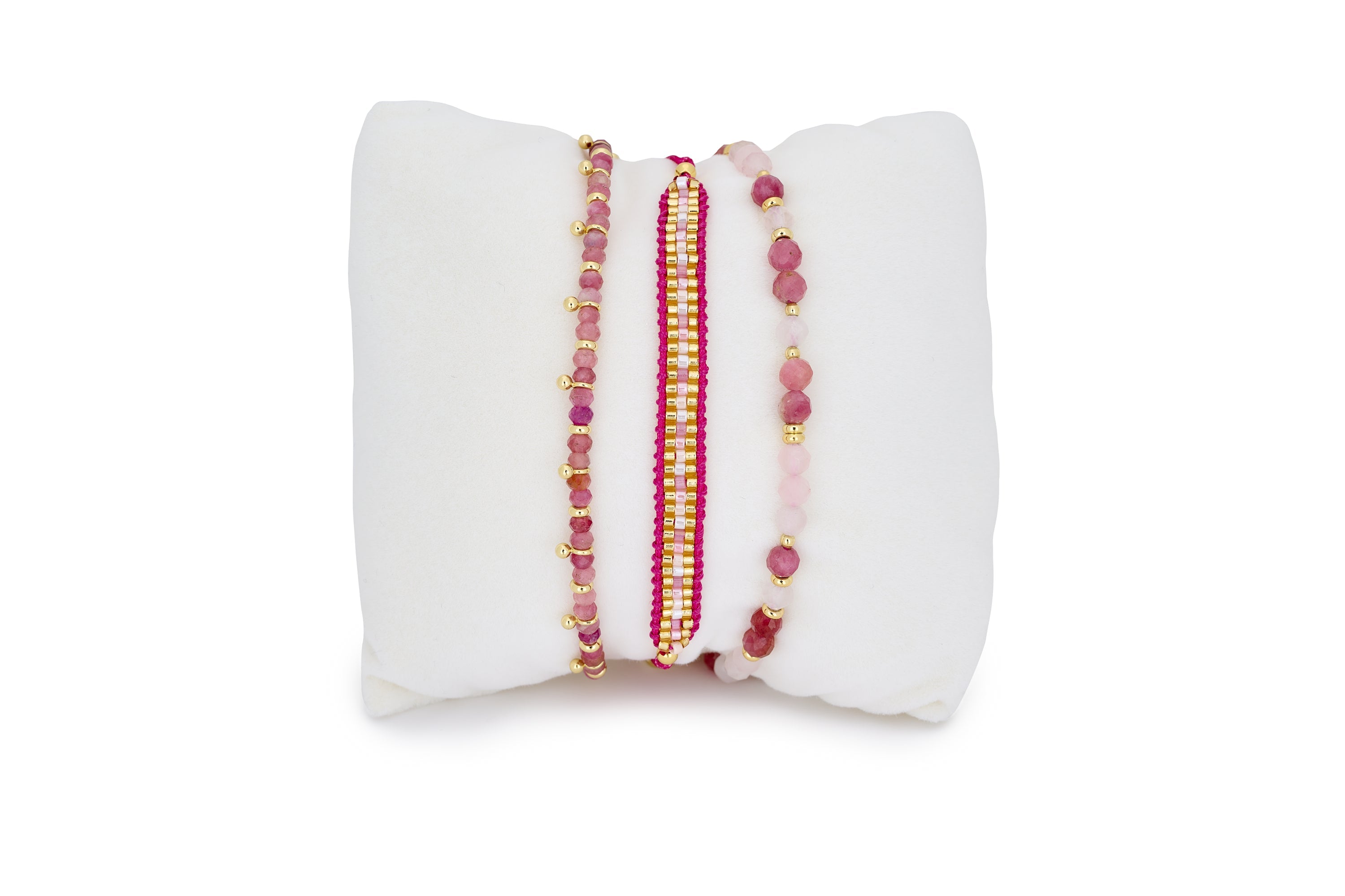 Kefalonia Pink 3 Layer Bracelet Stack - Boho Betty