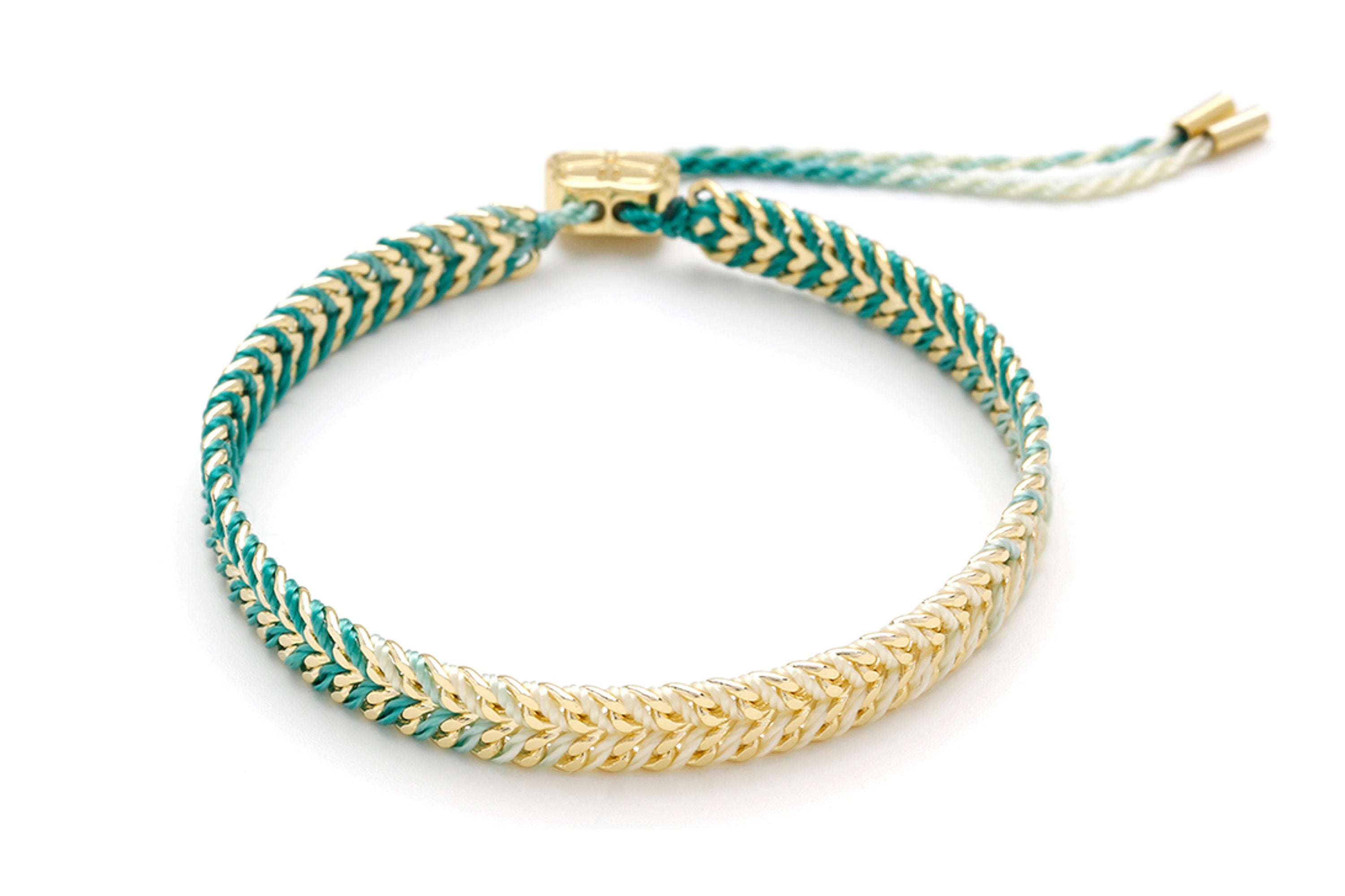 Iztac Turquoise Ombré Gold Woven Bracelet - Boho Betty