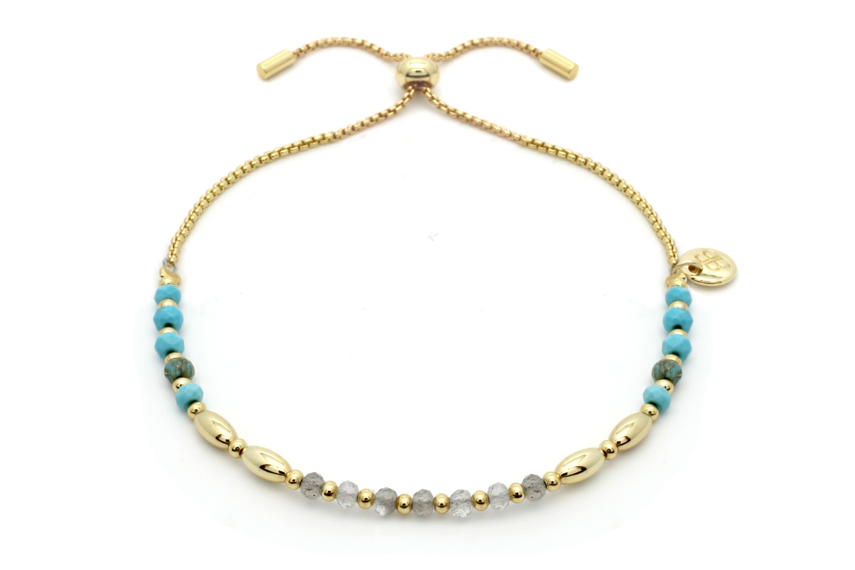 Bisbee Turquoise Gemstone Gold Bracelet #color_gold