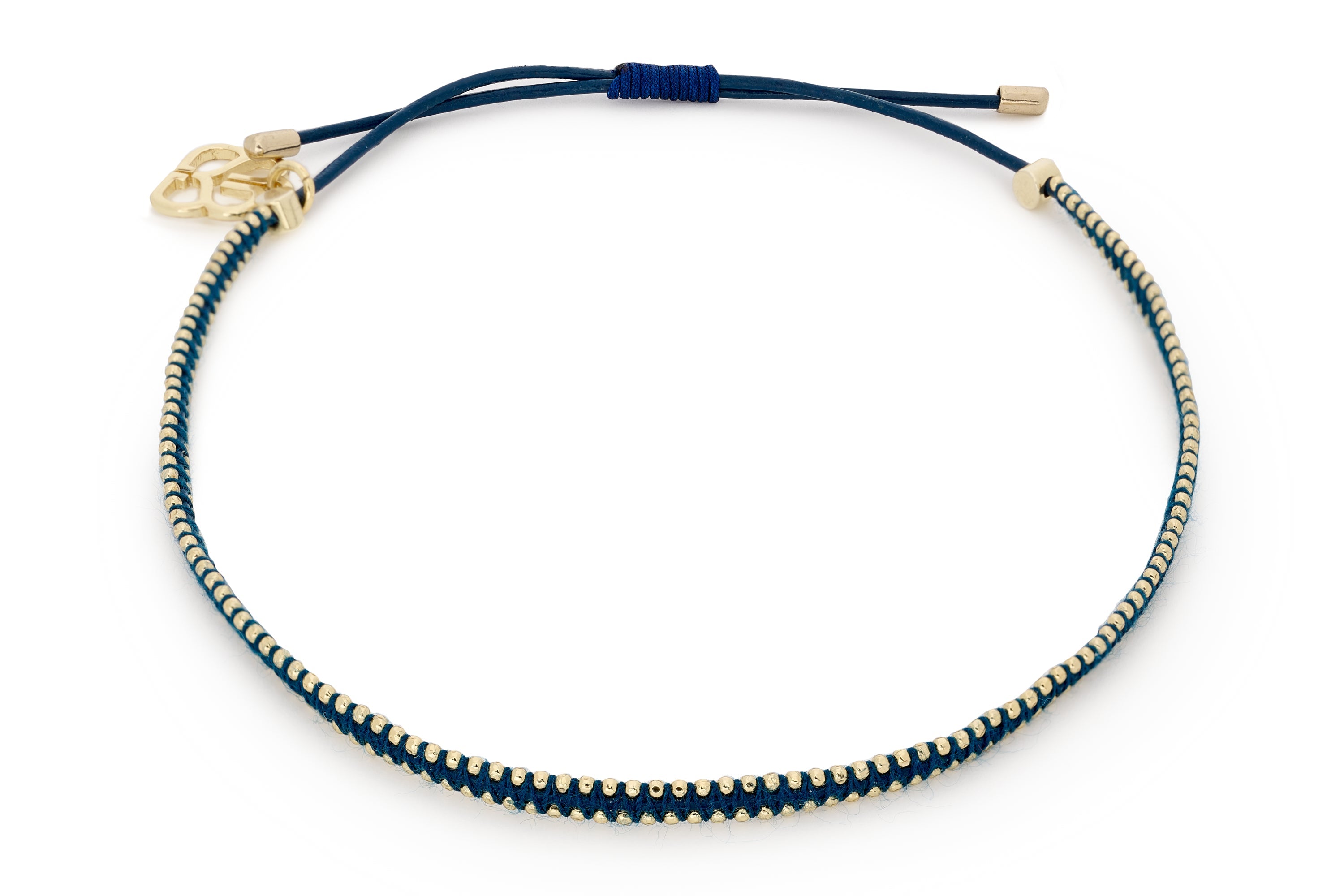 Euphonium Navy Pull Through Woven Gold Bracelet - Boho Betty