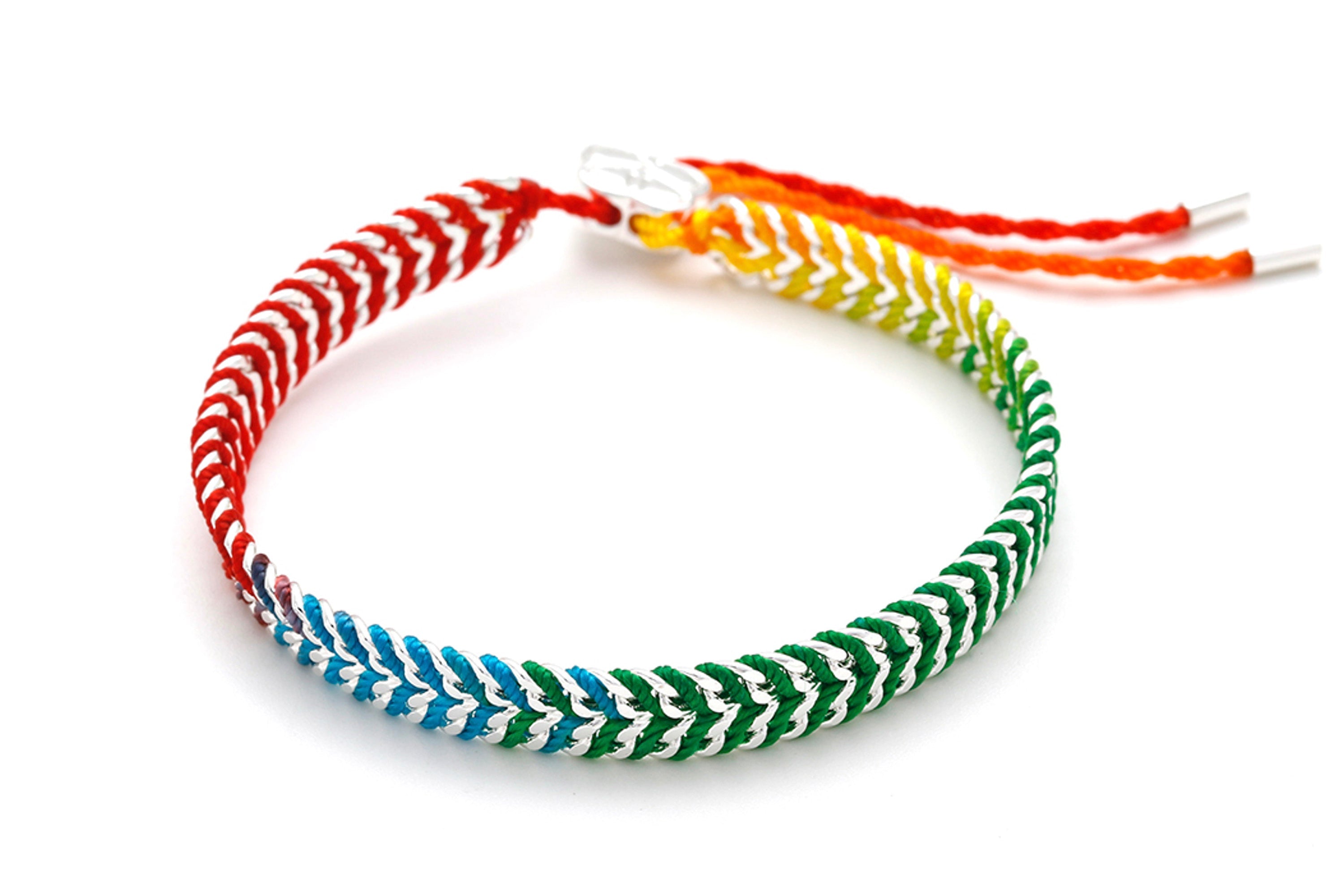 Iztac Rainbow Ombré Silver Woven Bracelet - Boho Betty