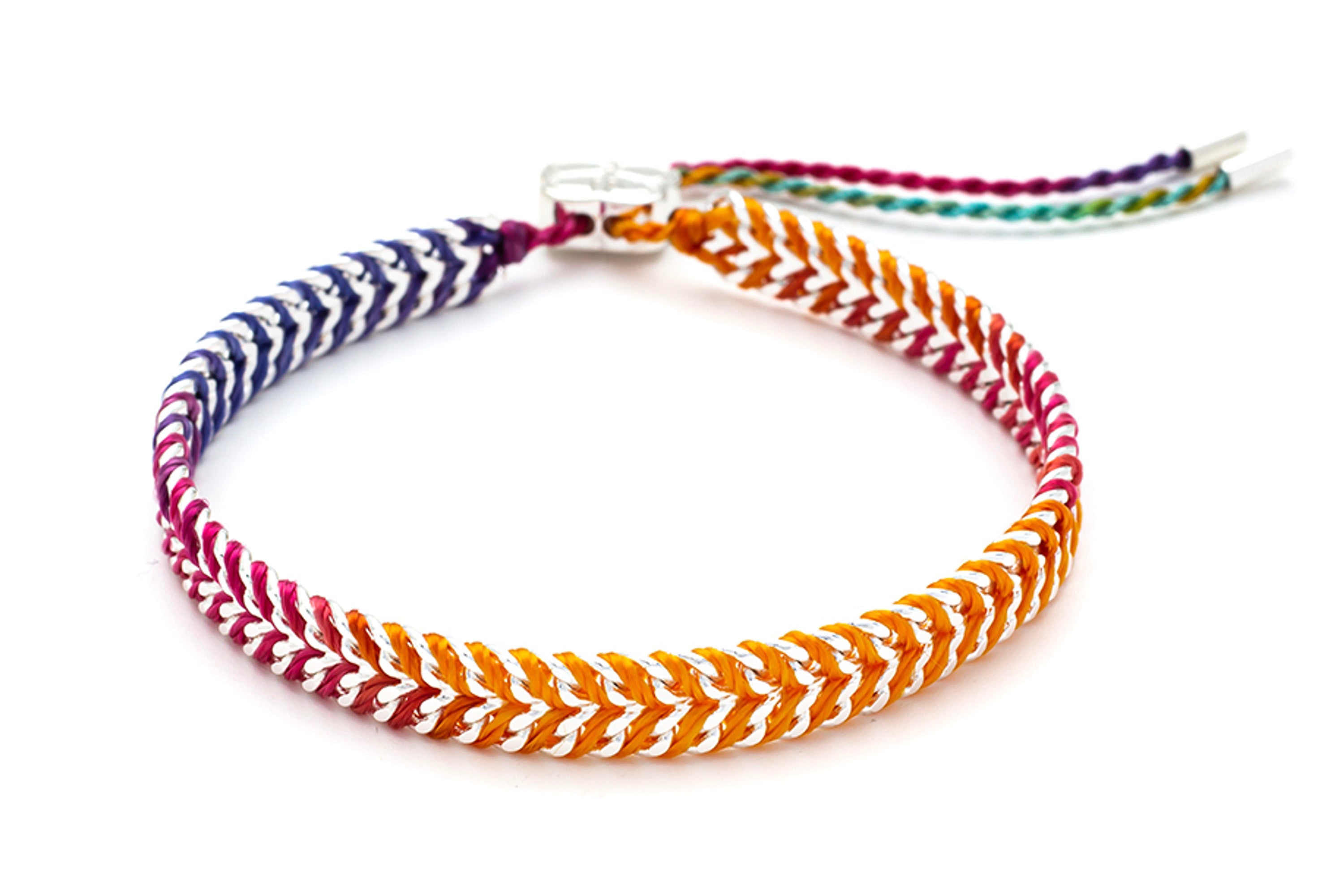 Iztac Tropical Ombré Silver Woven Bracelet - Boho Betty