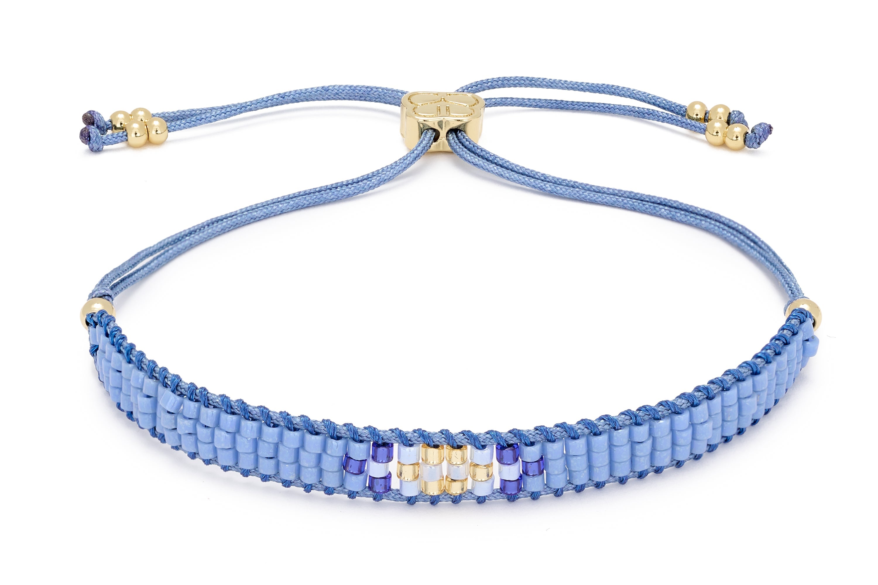 Jump Blue Friendship Beaded Gold Bracelet - Boho Betty