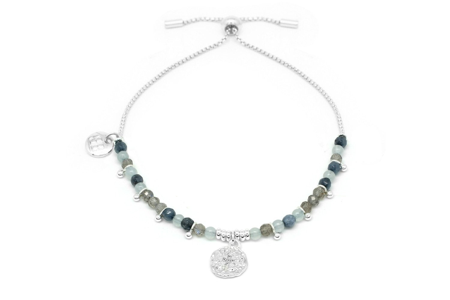 Nashira Denim & Silver Charm Gemstone Bracelet - Boho Betty