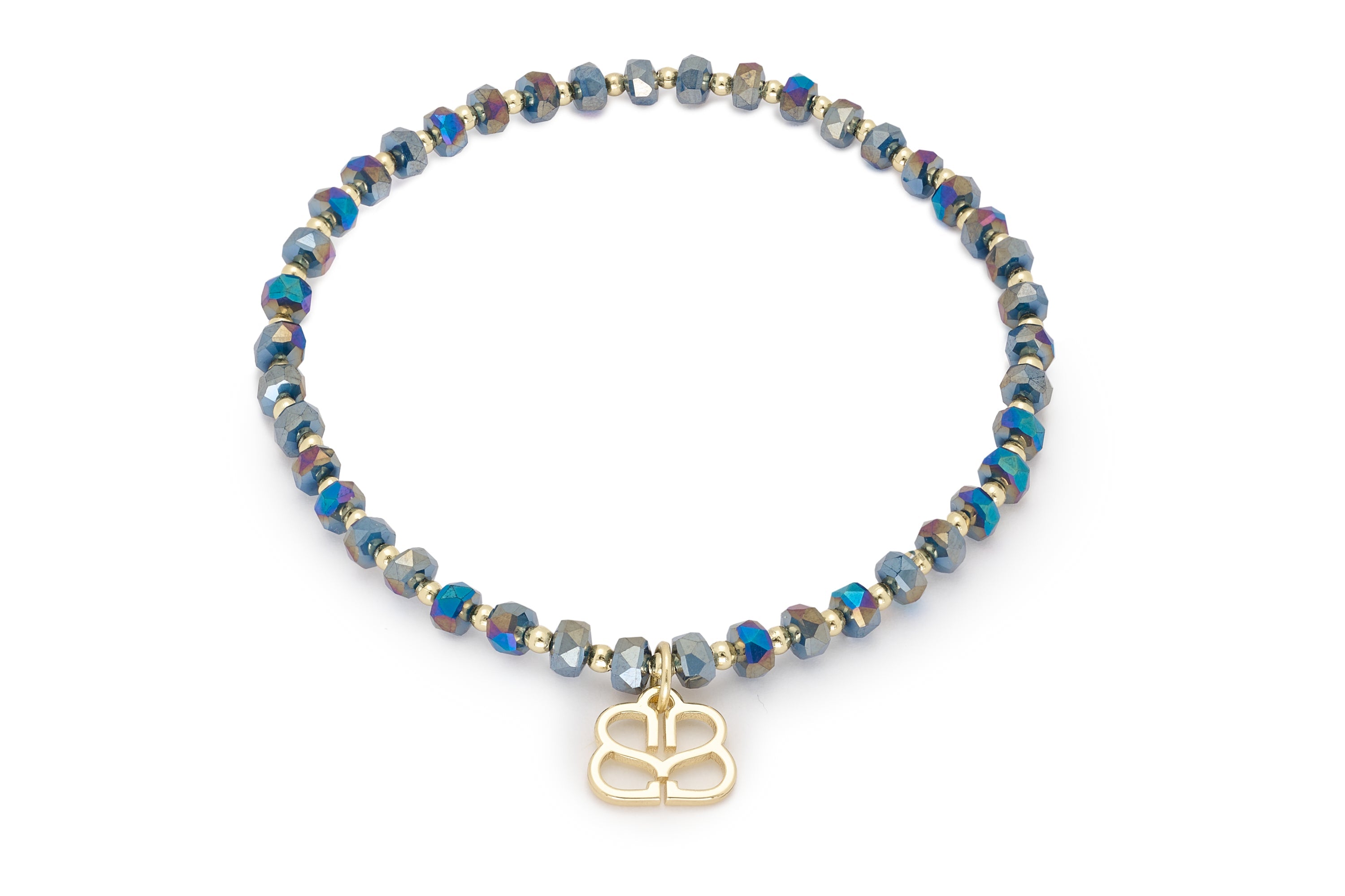 Prunus AB Navy & Gold Crystal Stretch Bracelet - Boho Betty