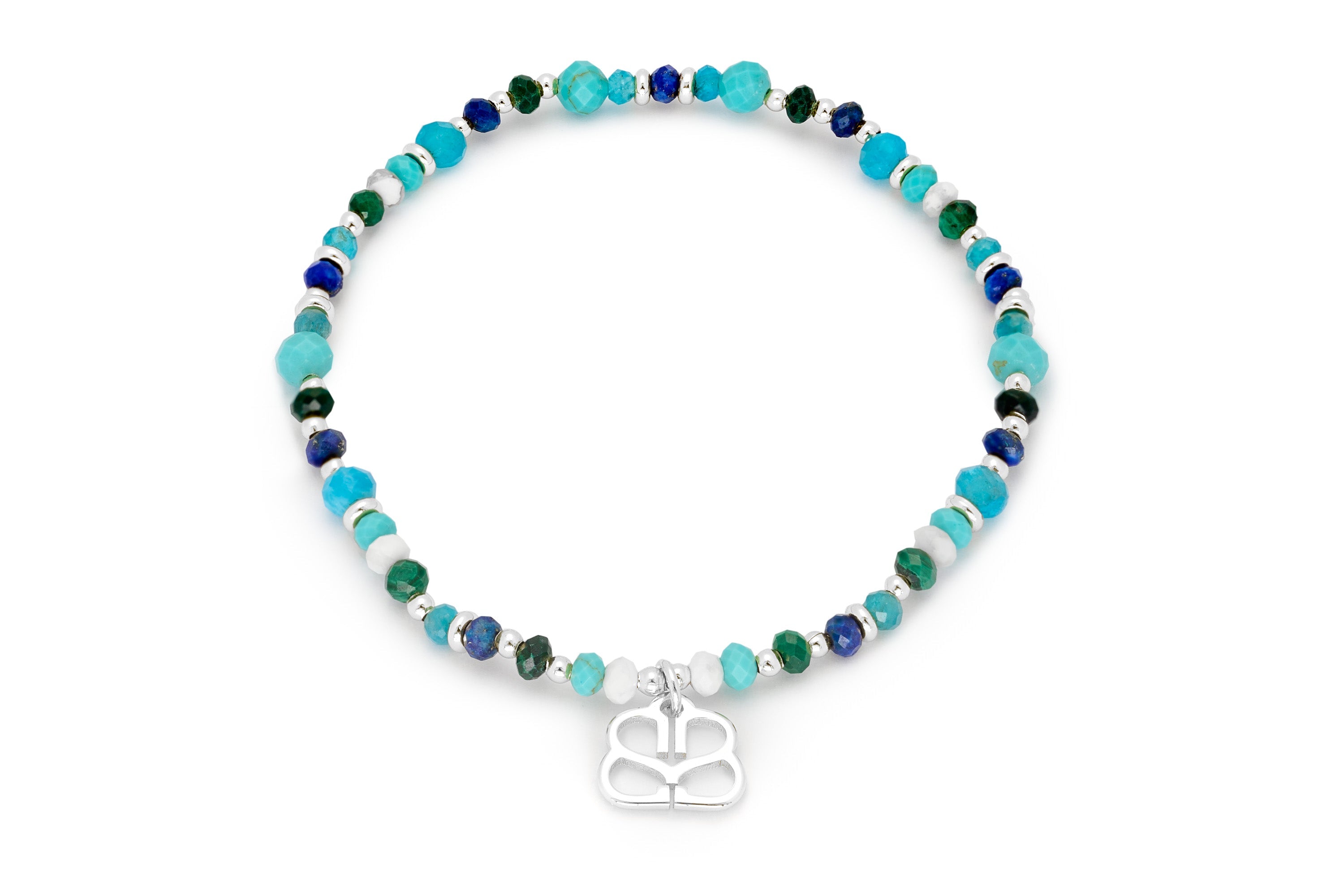 Timeless Silver Stretch Gemstone Bracelet - Boho Betty