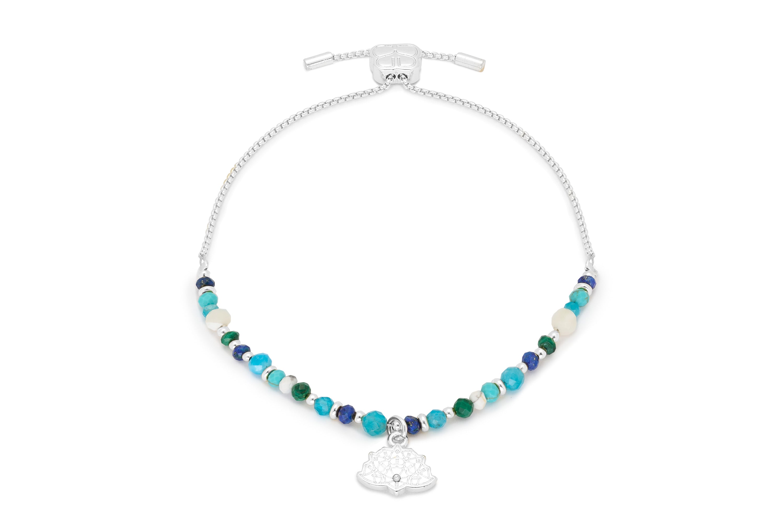 Unique Turquoise and Lapis silver Bracelet - Boho Betty