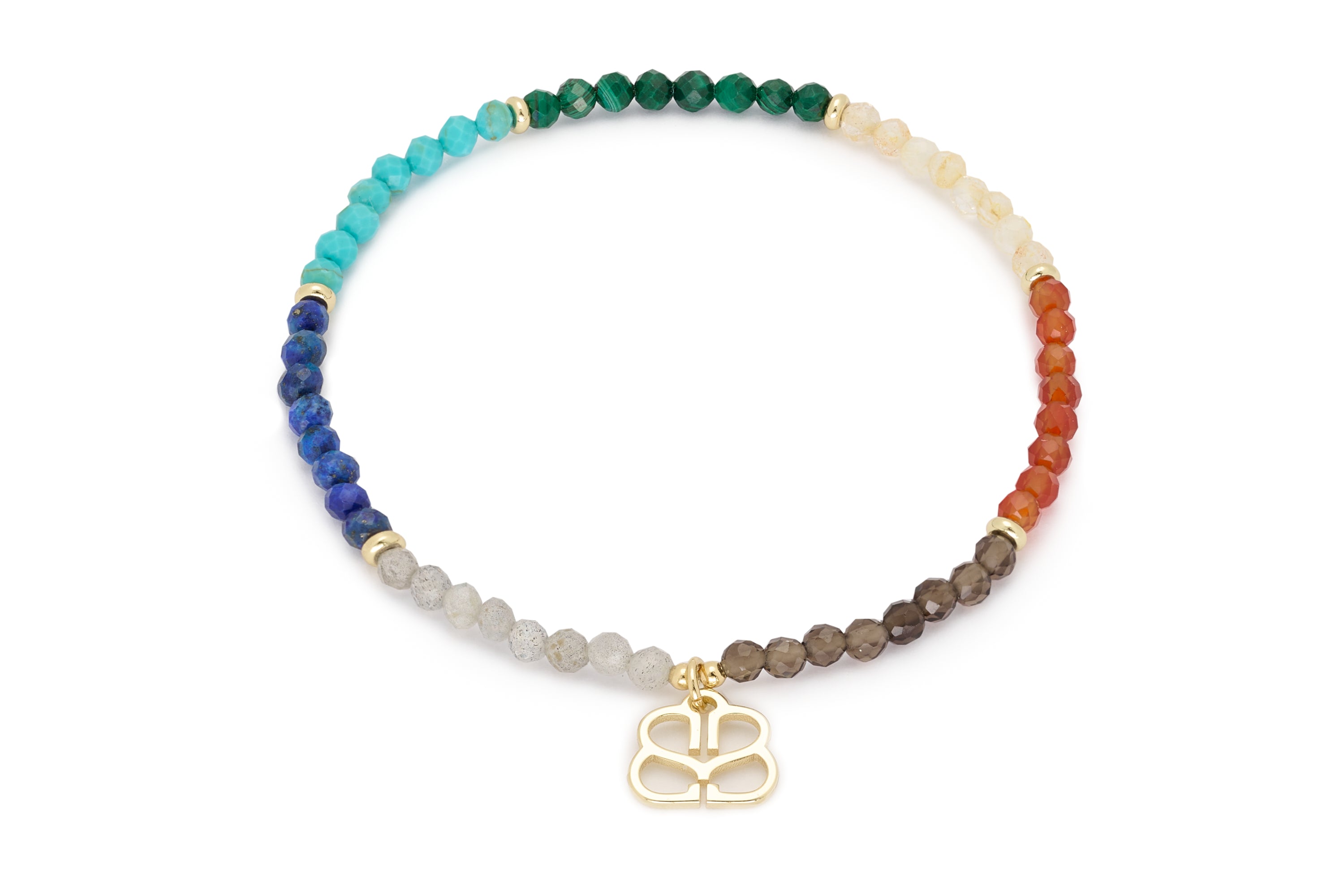 Entire Gemstone Stretch Bracelet#color_gold