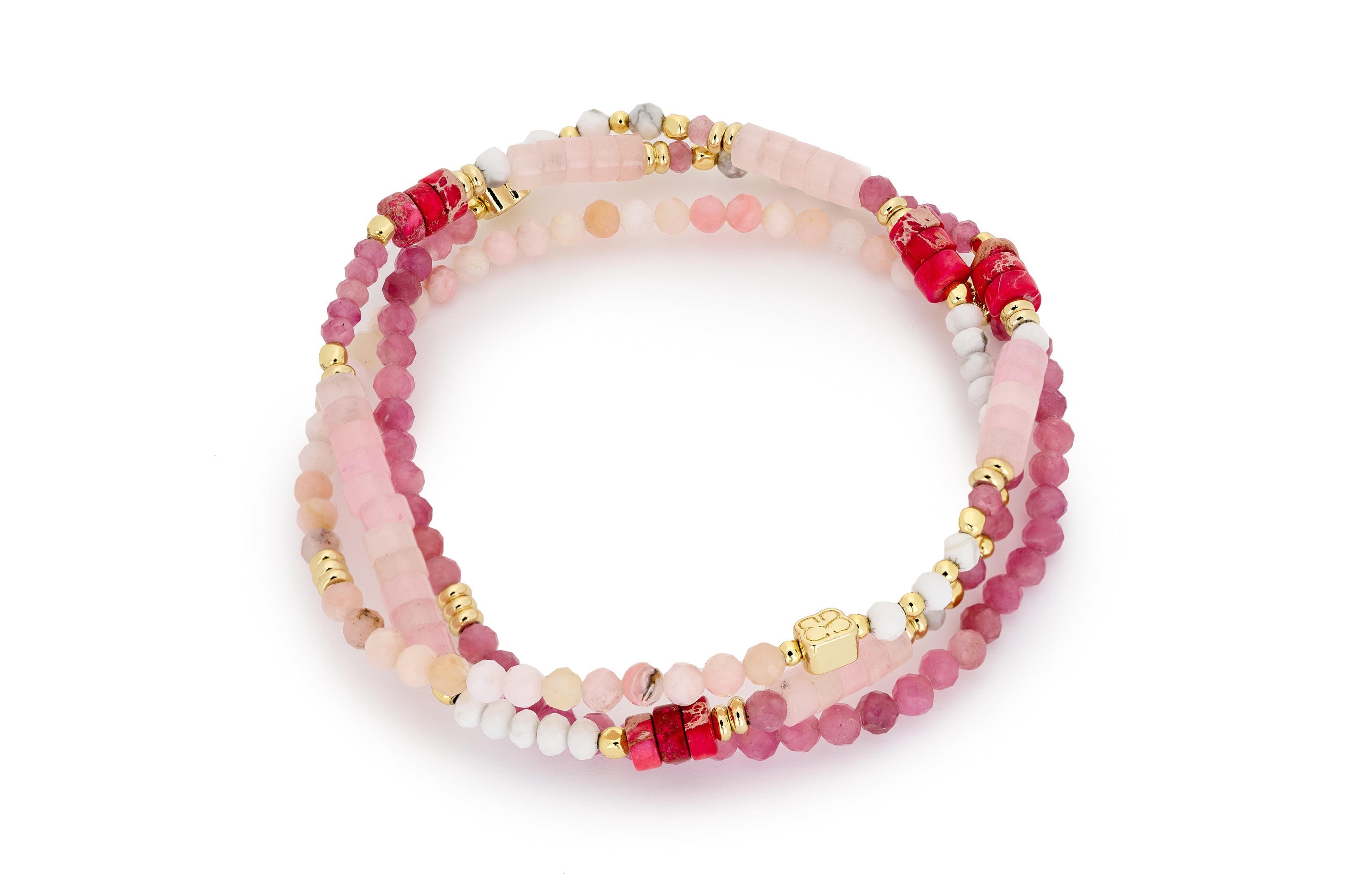Camellia Pink Stretch Gemstone Bracelet - Boho Betty