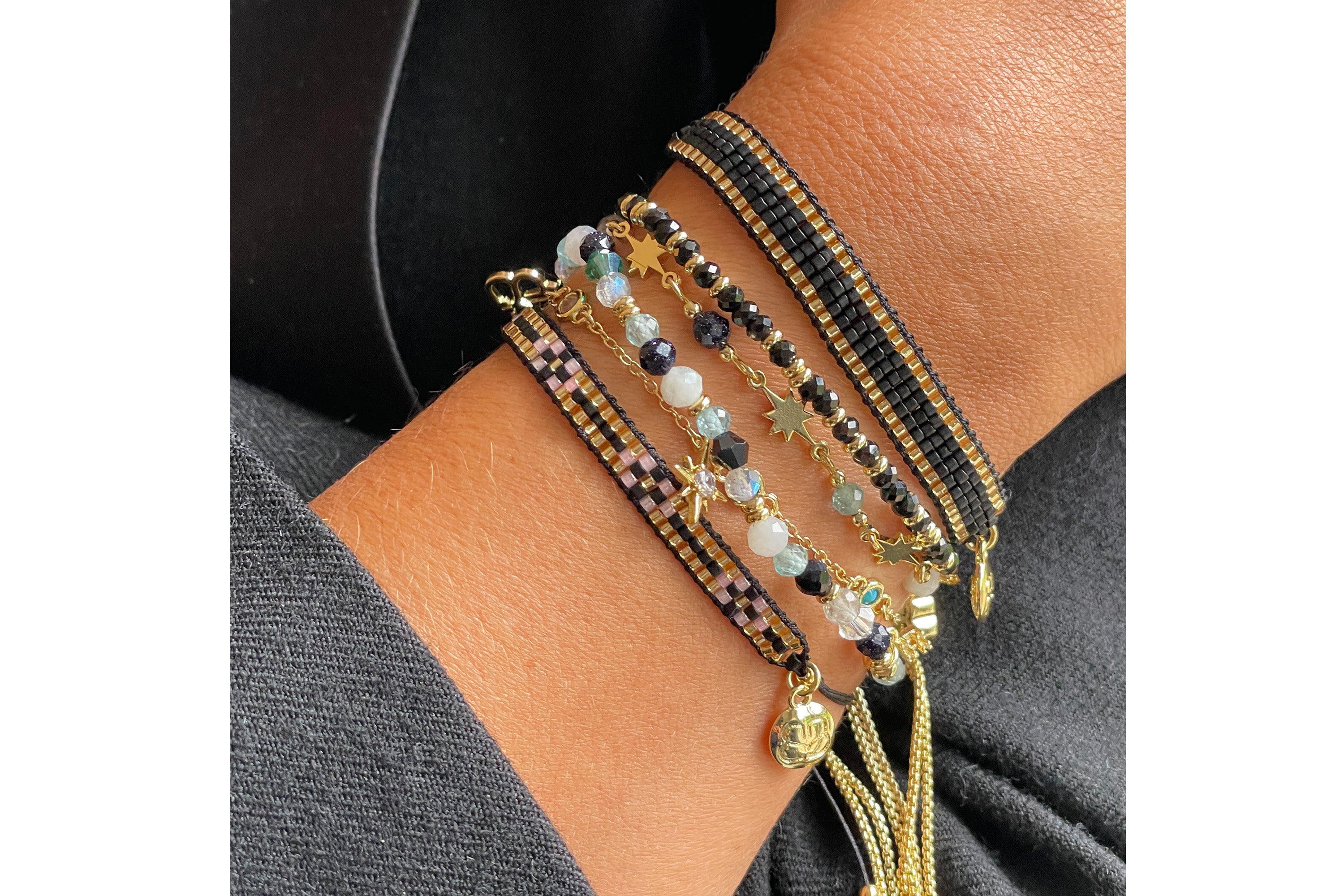 Stellar Diamond Charm Stretch Bracelet - Boho Betty