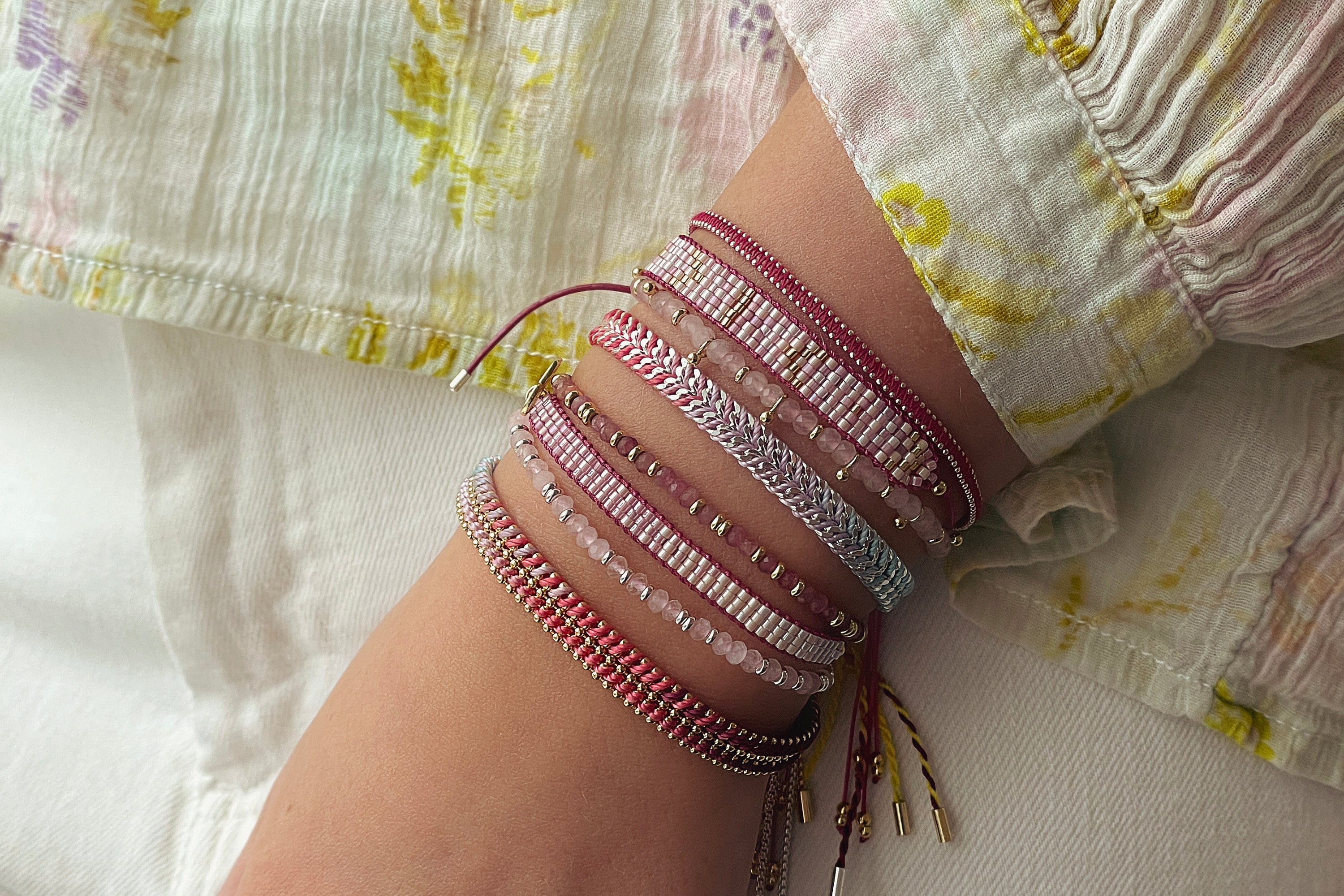 Yolia Multicolour Ombré & Silver Woven Bracelet - Boho Betty