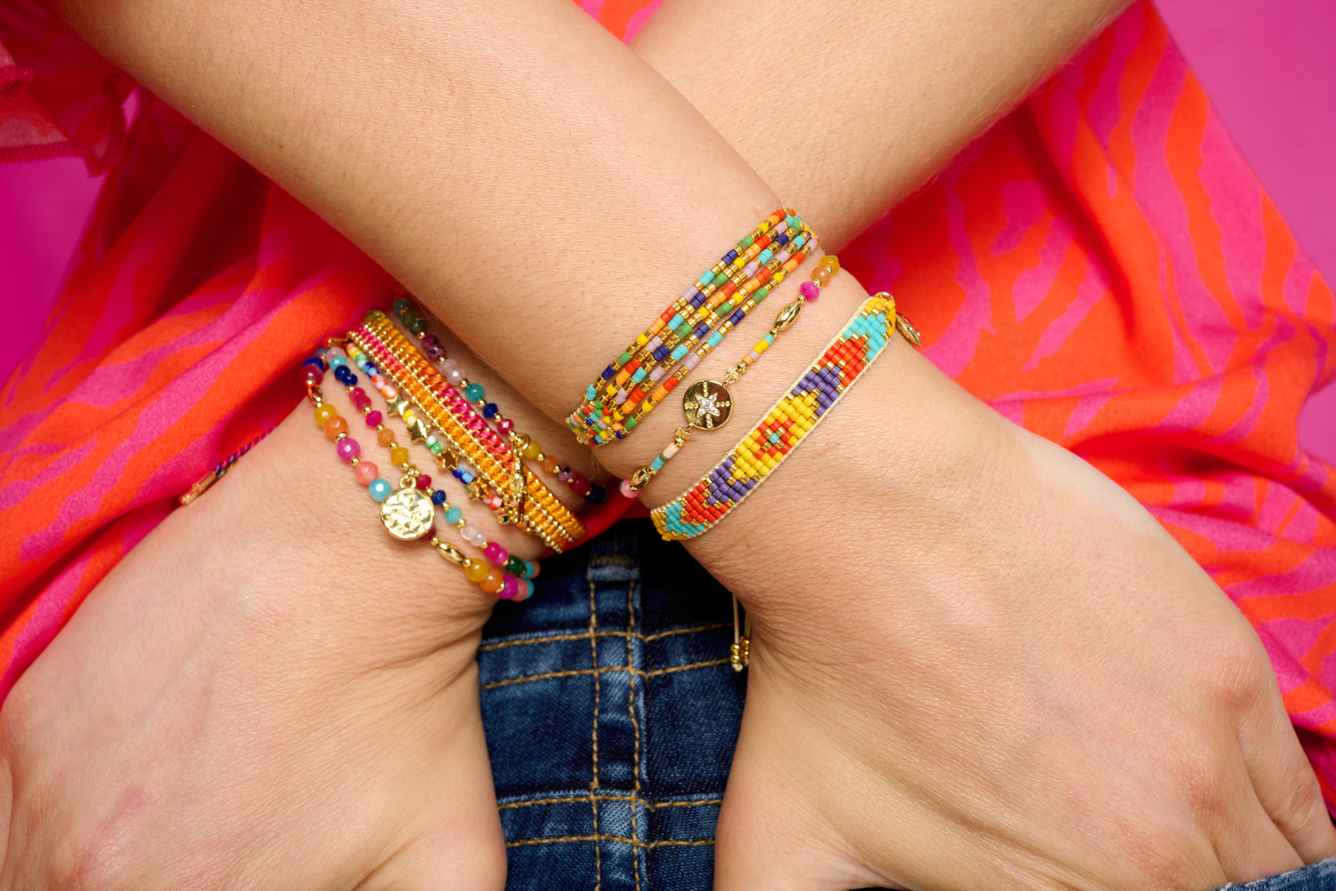 Shine 5 Row Multicolour Beaded Bracelet - Boho Betty