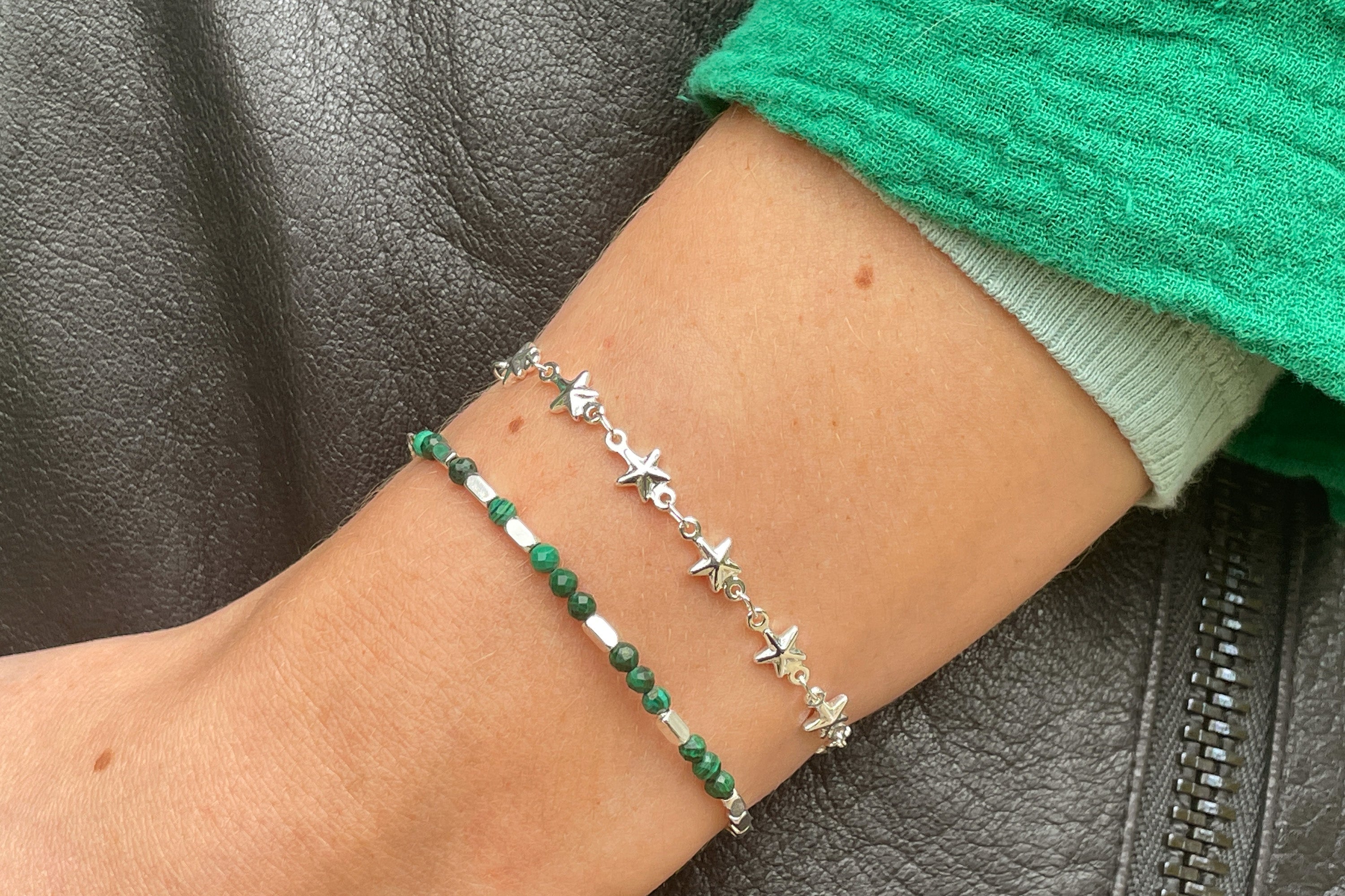 Morse Code Confidence Gemstone Silver Bracelet - Boho Betty