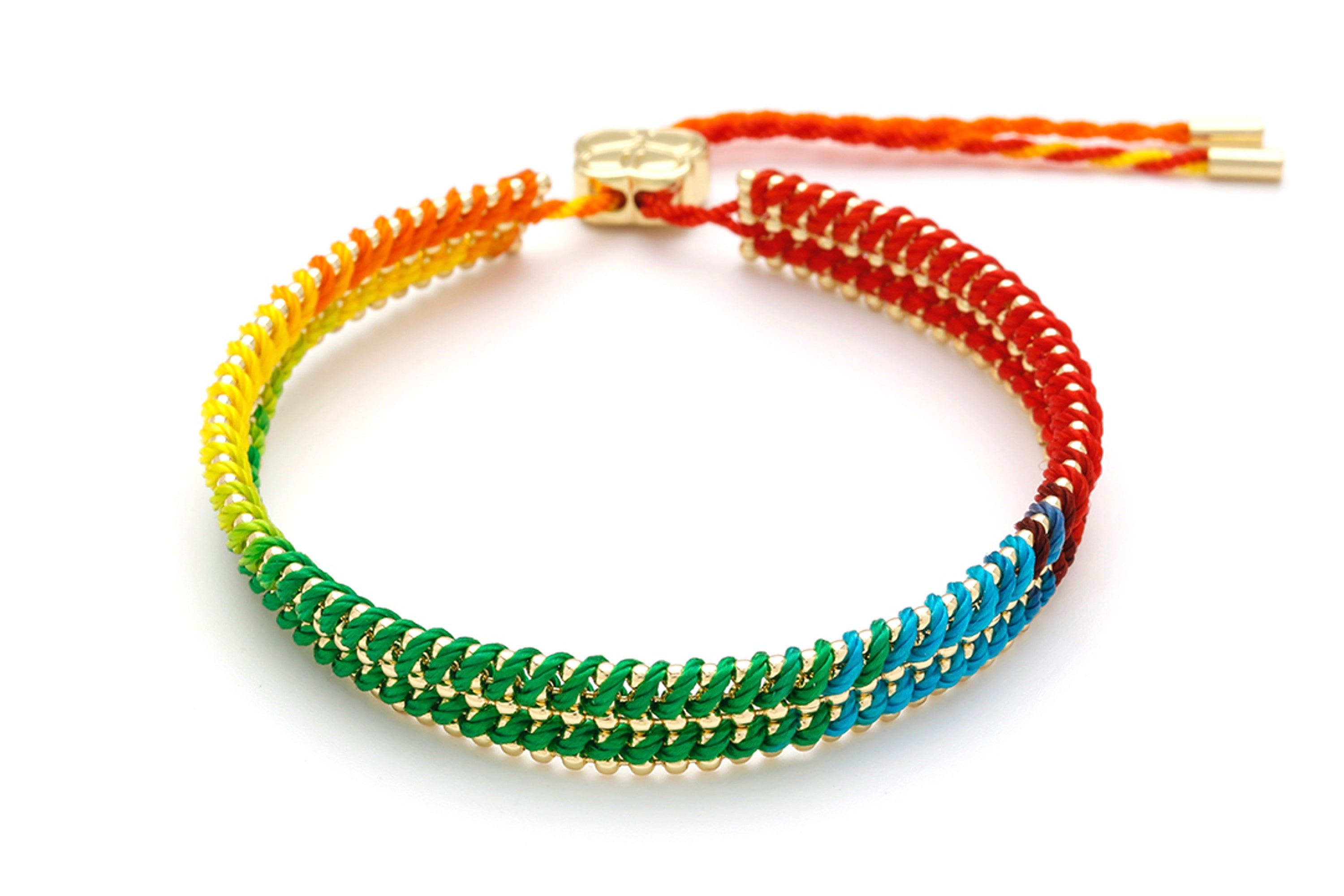 Yolia Rainbow Ombré & Gold Woven Bracelet - Boho Betty