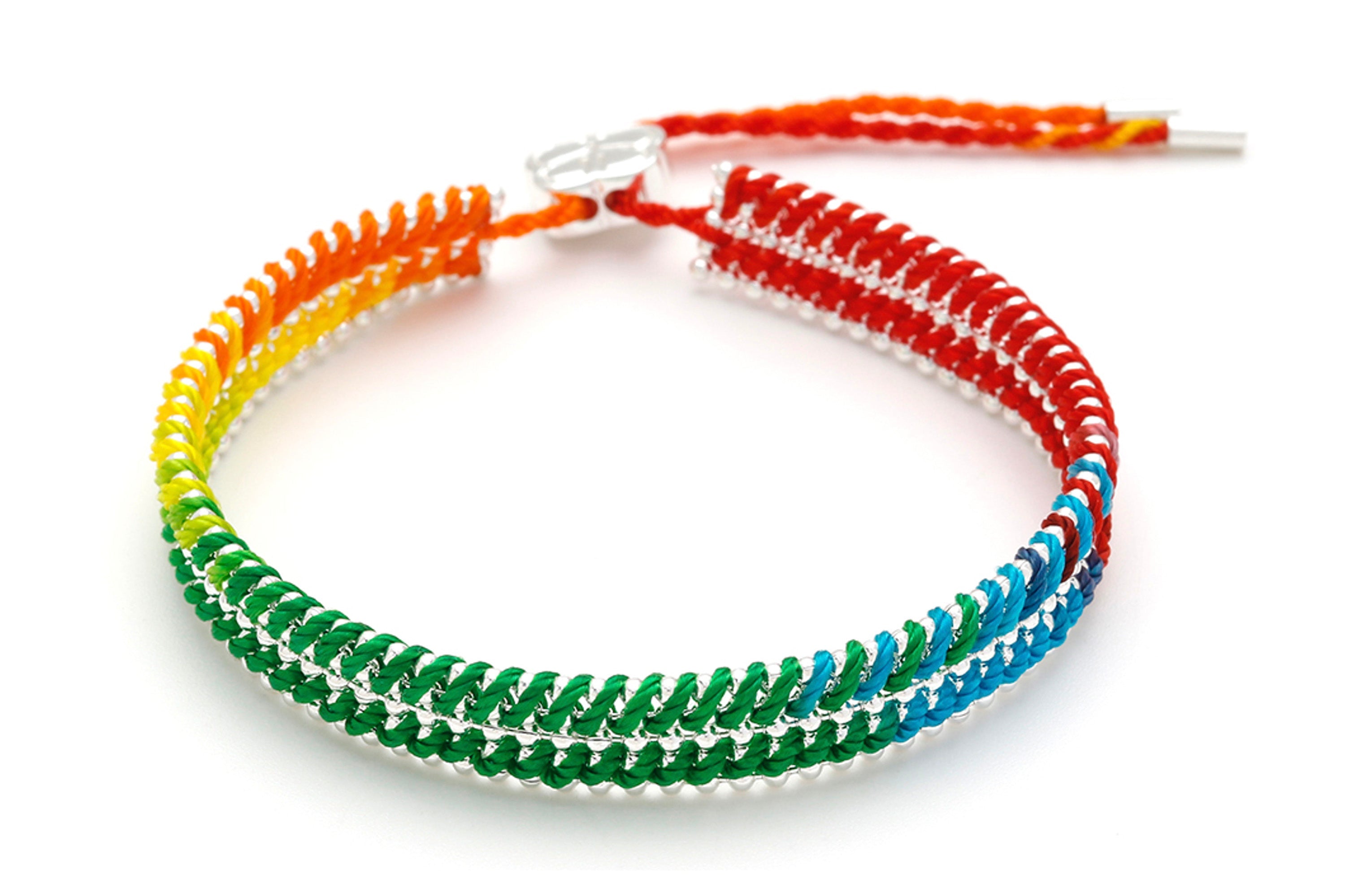 Yolia Rainbow Ombre & Silver Woven Bracelet - Boho Betty