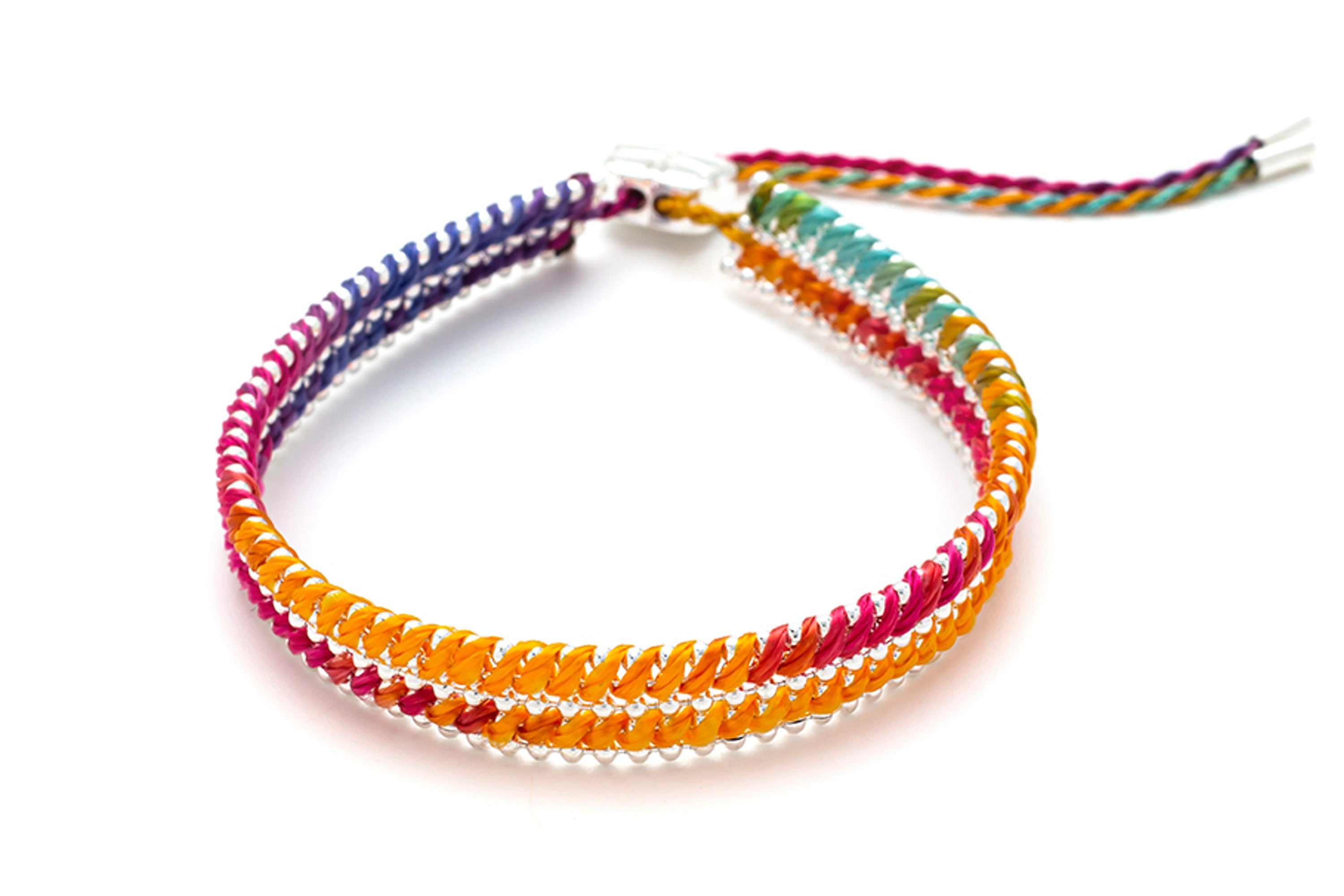 Yolia Tropical Ombré & Silver Woven Bracelet - Boho Betty