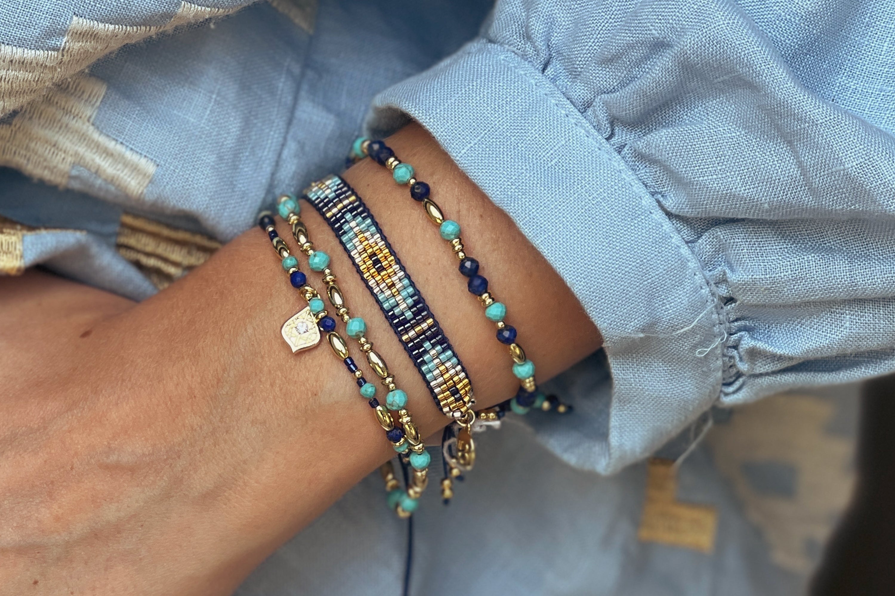 Nilam Beaded Bracelet Stack - Boho Betty