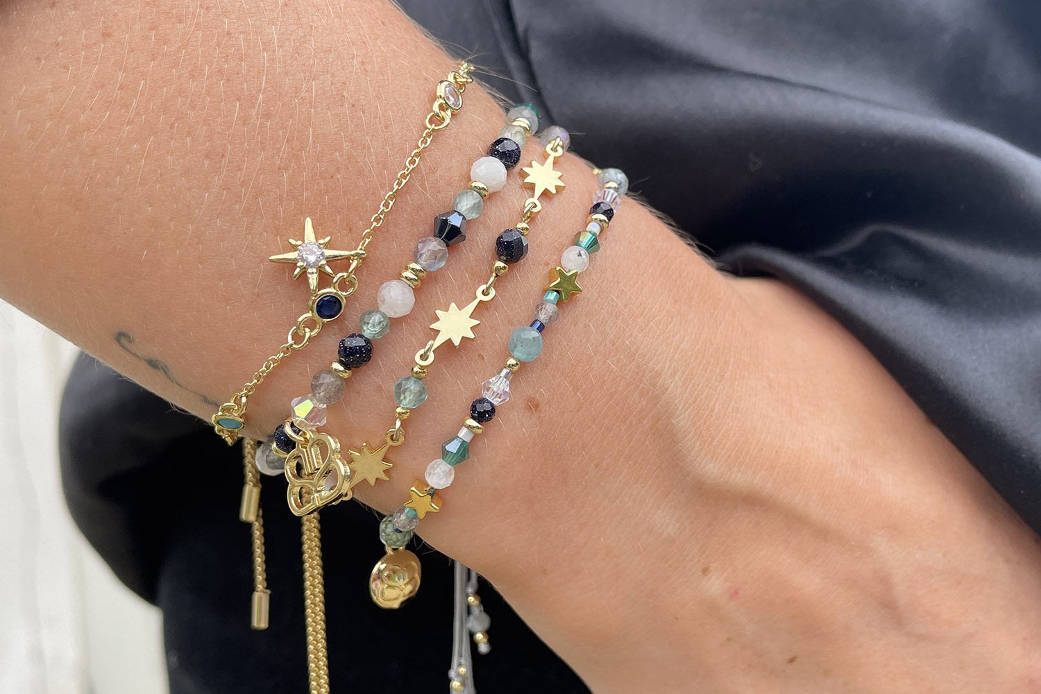 Stellar Diamond Charm Stretch Bracelet - Boho Betty