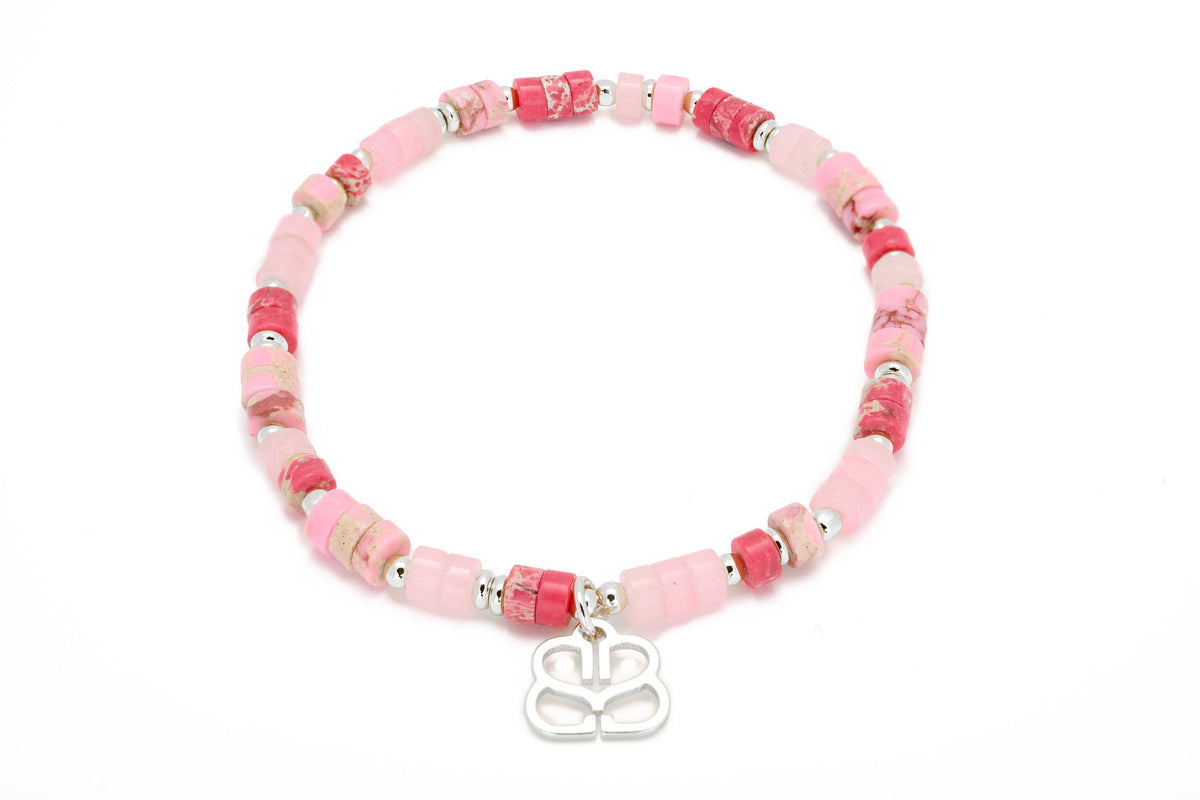 Breeze Pink Silver Stretch Gemstone Bracelet