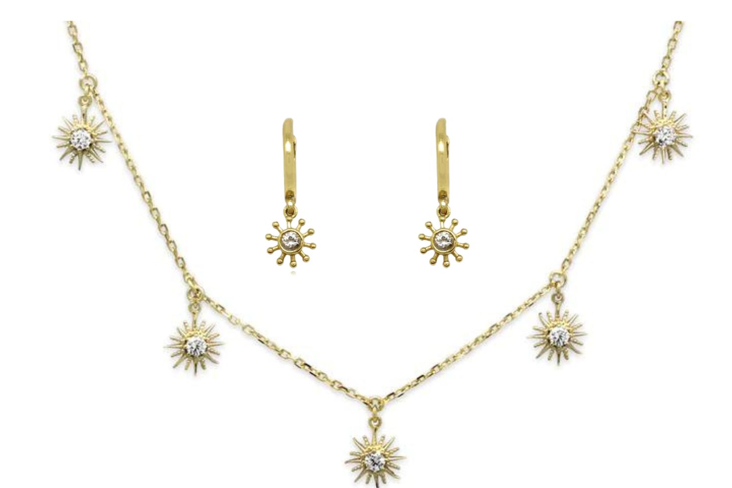 Calvados CZ Gold Necklace & Earring Gift Set - Boho Betty