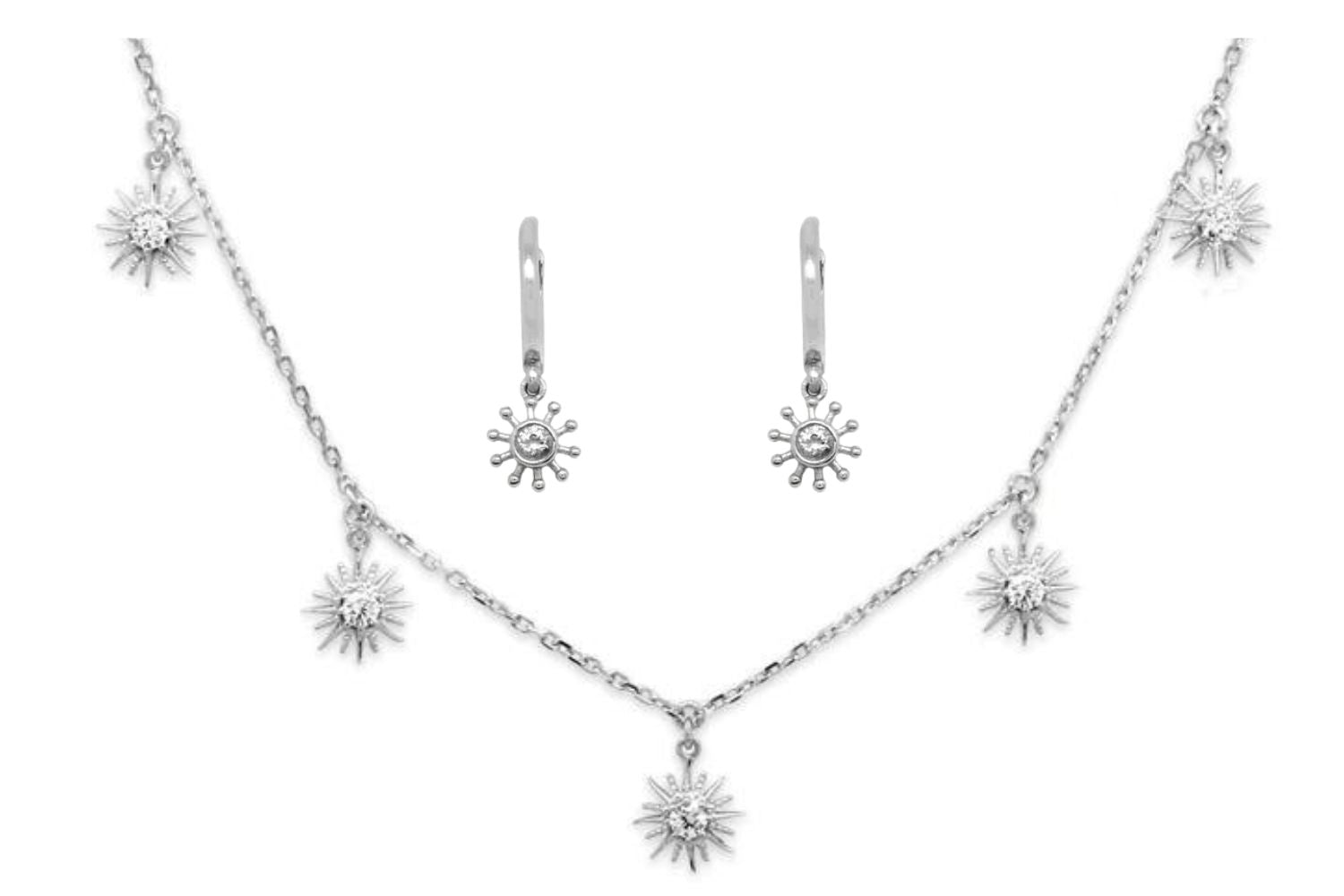 Calvados CZ Silver Necklace & Earring Gift Set - Boho Betty