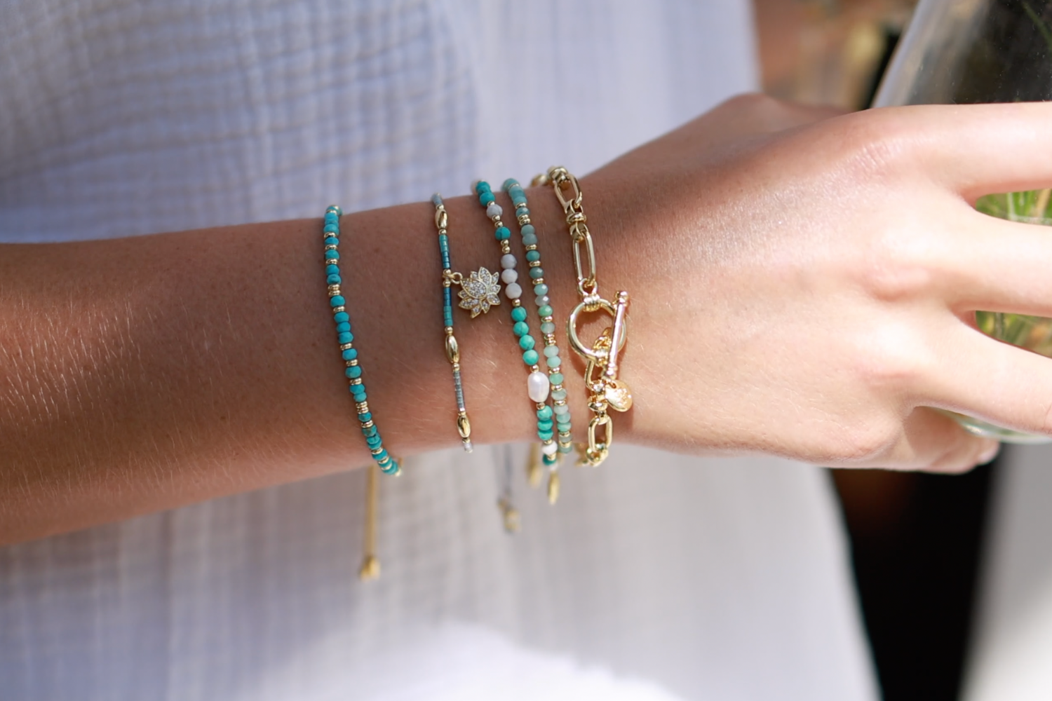 Mystical Turquoise Gold Bracelet - Boho Betty