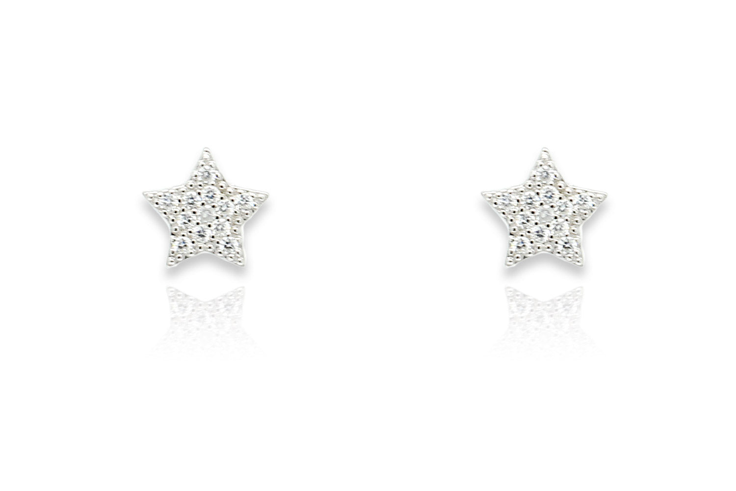 Chastain Silver CZ Star Stud Earrings - Boho Betty