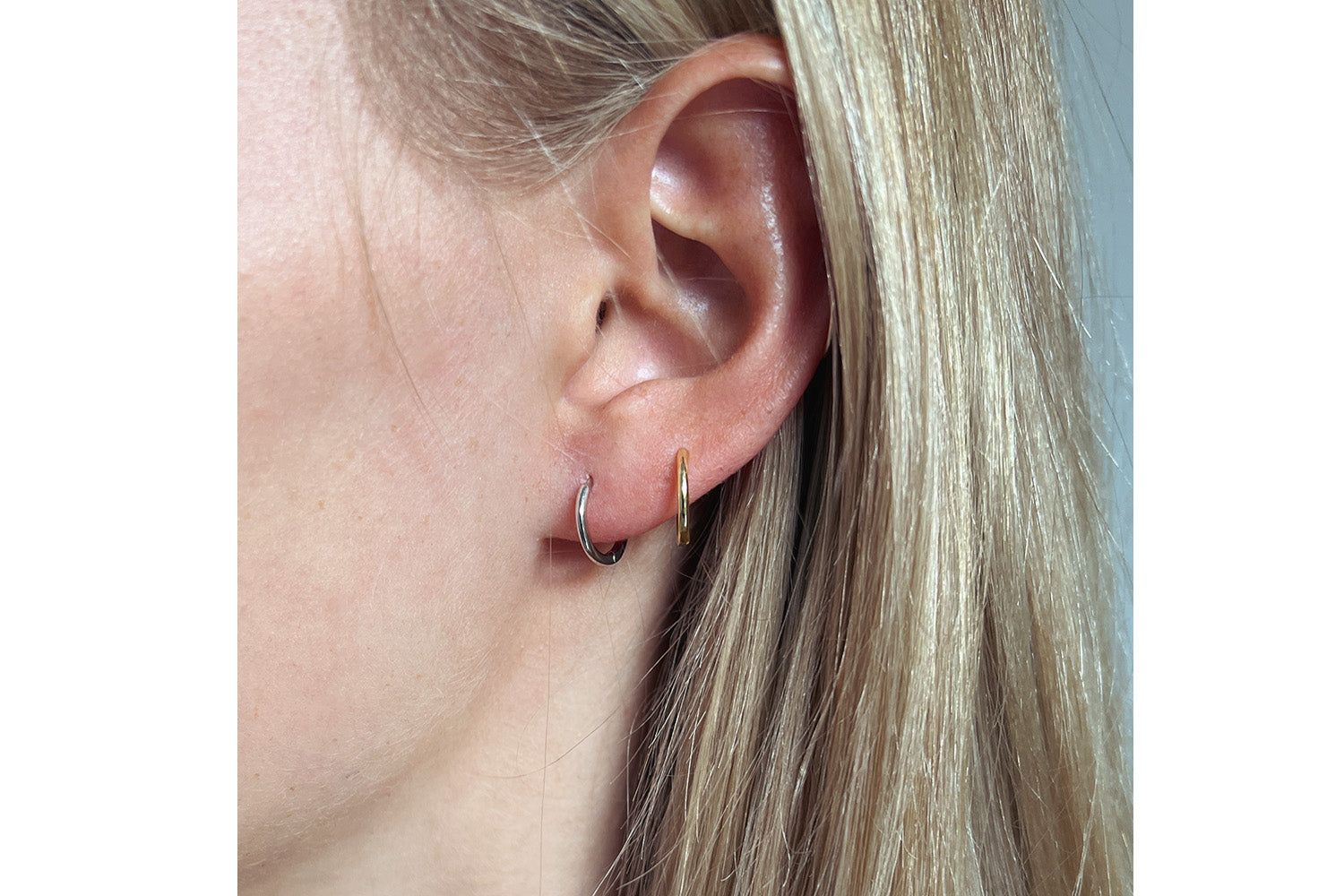 Bonham Gold Plain Sterling Silver Hoop Huggie Earrings
