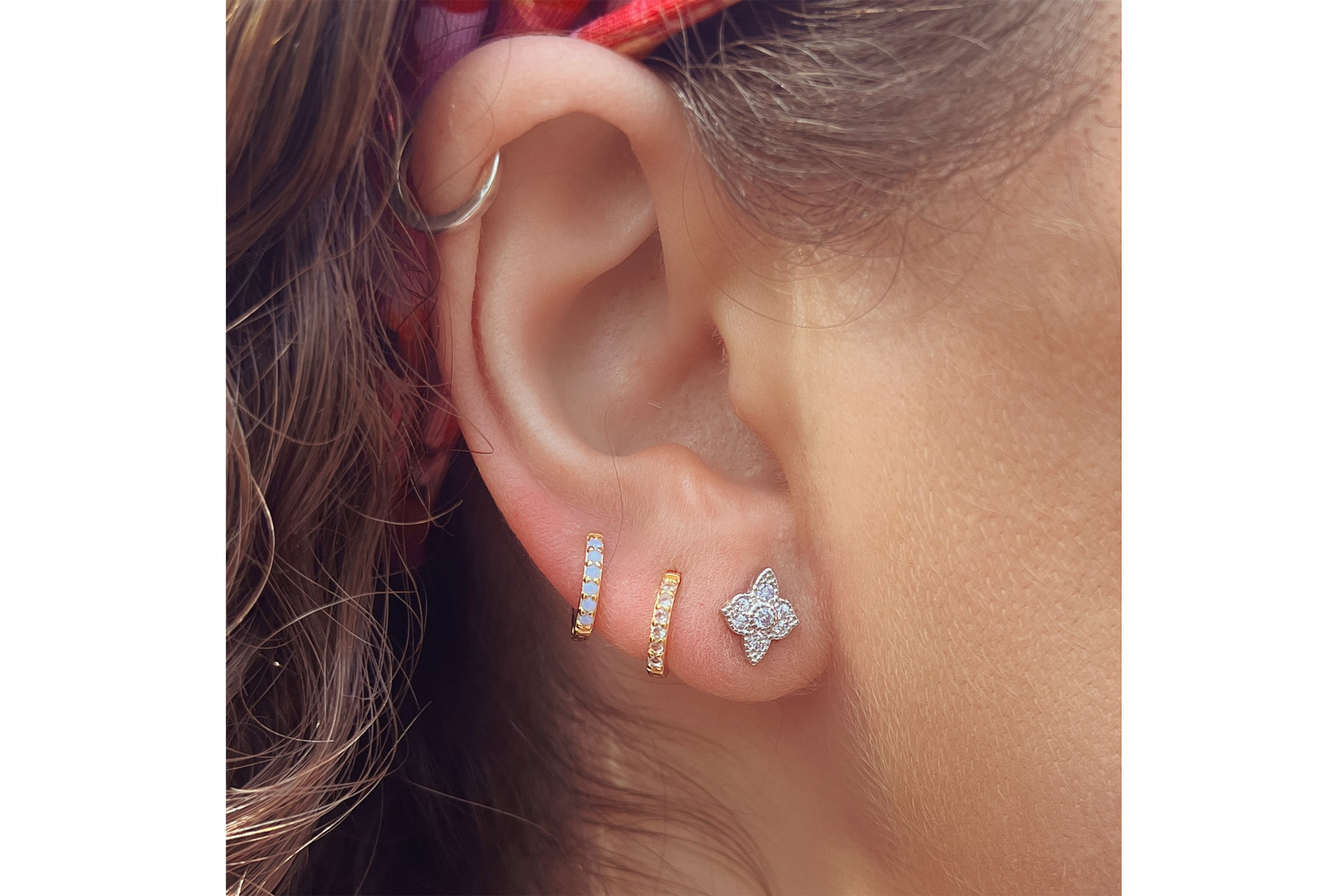 Takia Filigree Pink Opal CZ Sterling Stud Earrings - Boho Betty
