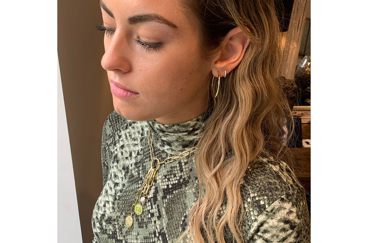 Dorval Gold CZ Hoop Huggie Earrings - Boho Betty