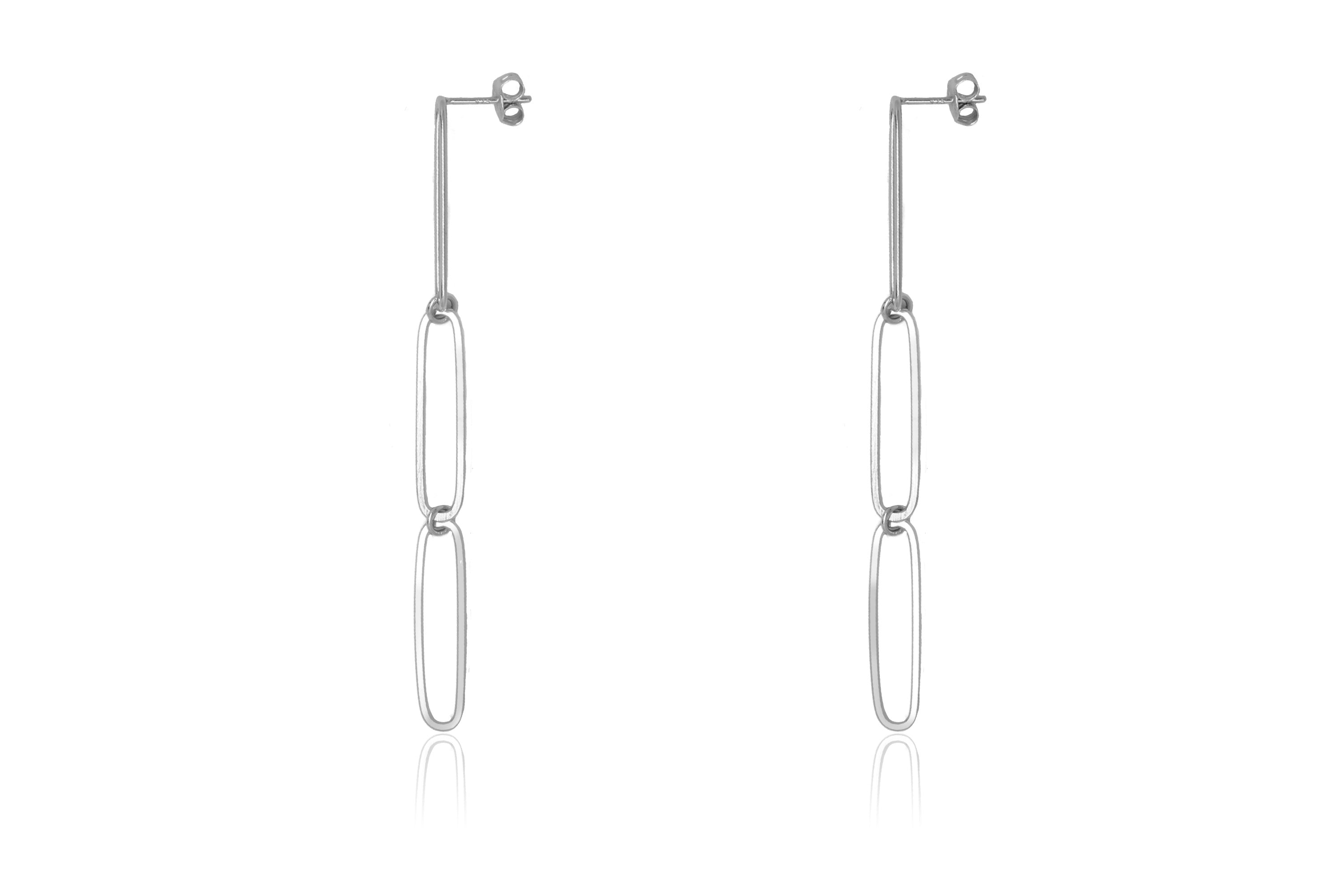 Cruz Silver Triple Link Drop Earrings - Boho Betty