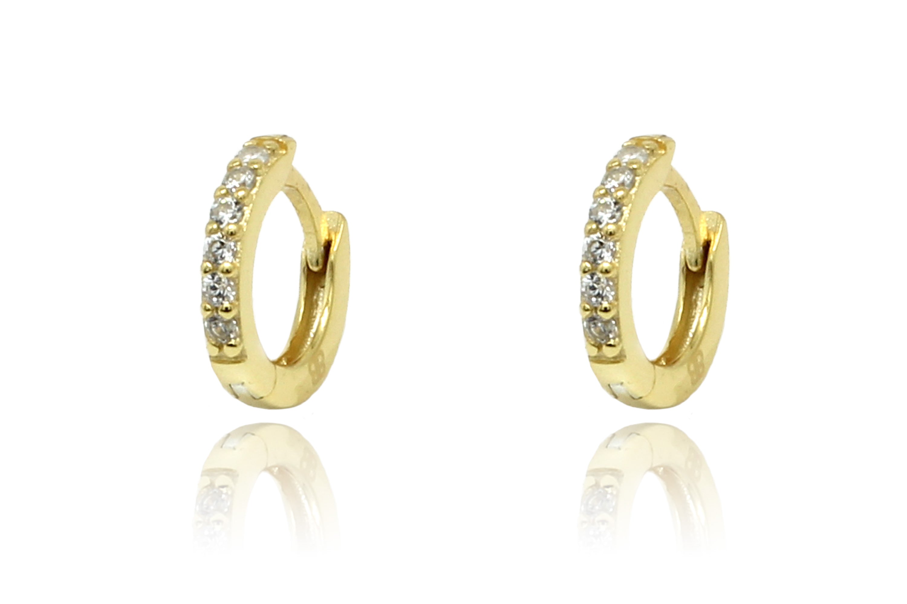 Dorval Gold CZ Hoop Huggie Earrings - Boho Betty