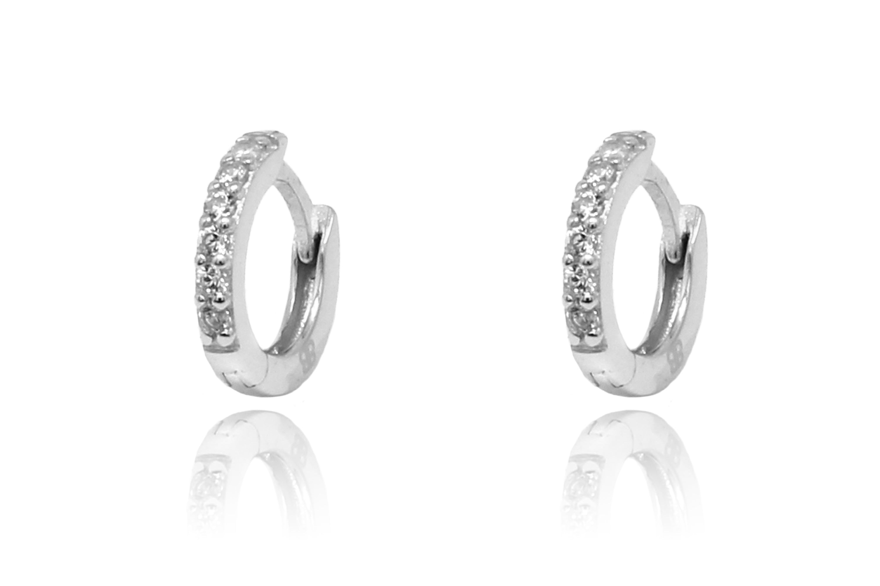 Dorval Silver CZ Hoop Huggie Earrings #color